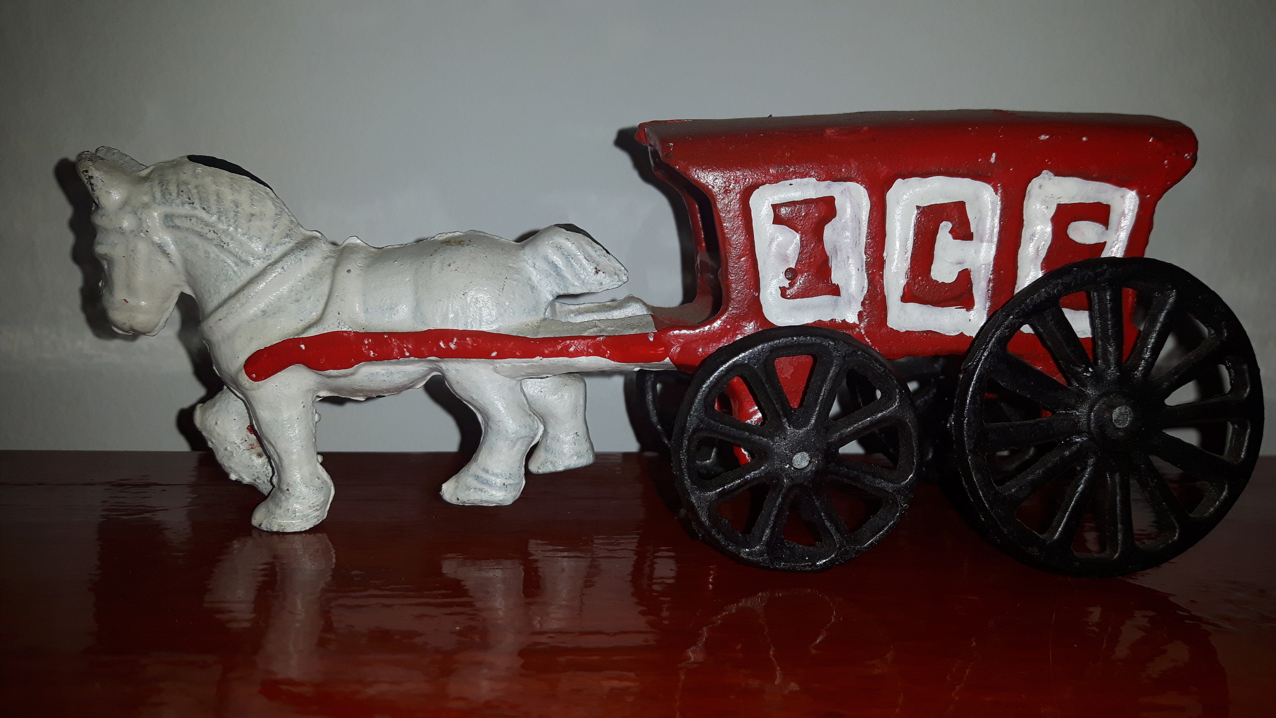 1950s Cast Iron Horse Drawn Ice Wagon