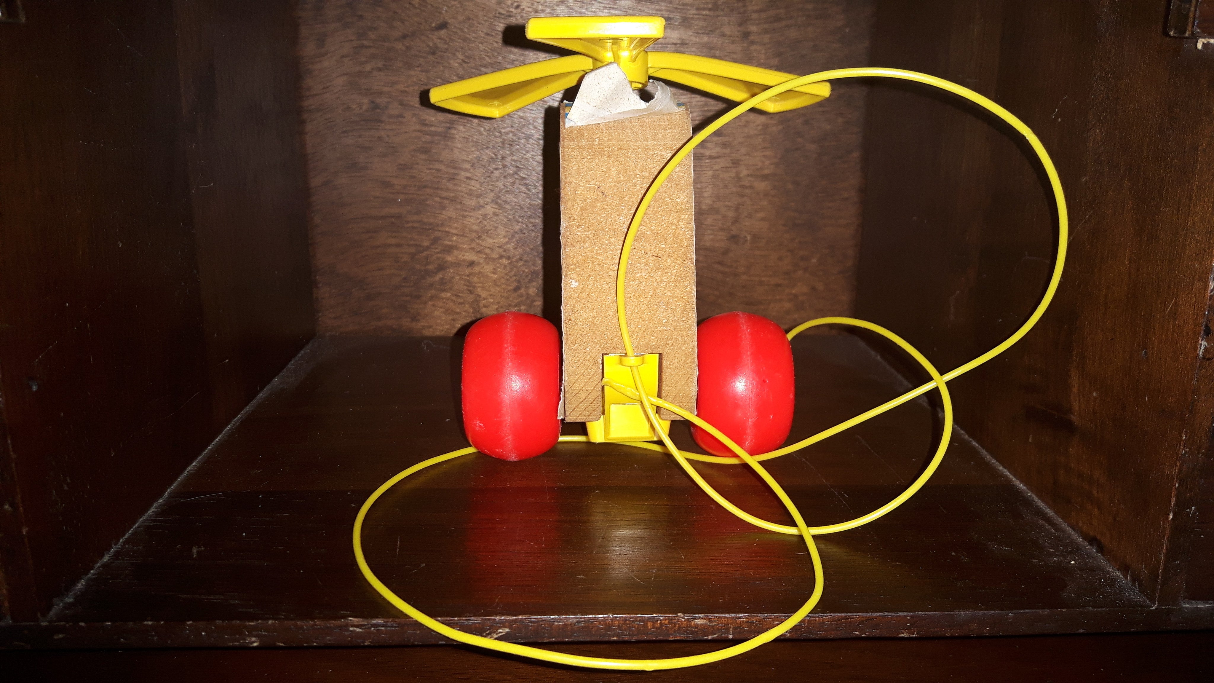 1970 Fisher Price Mini Copter Helicopter Wood Pull Toy 4