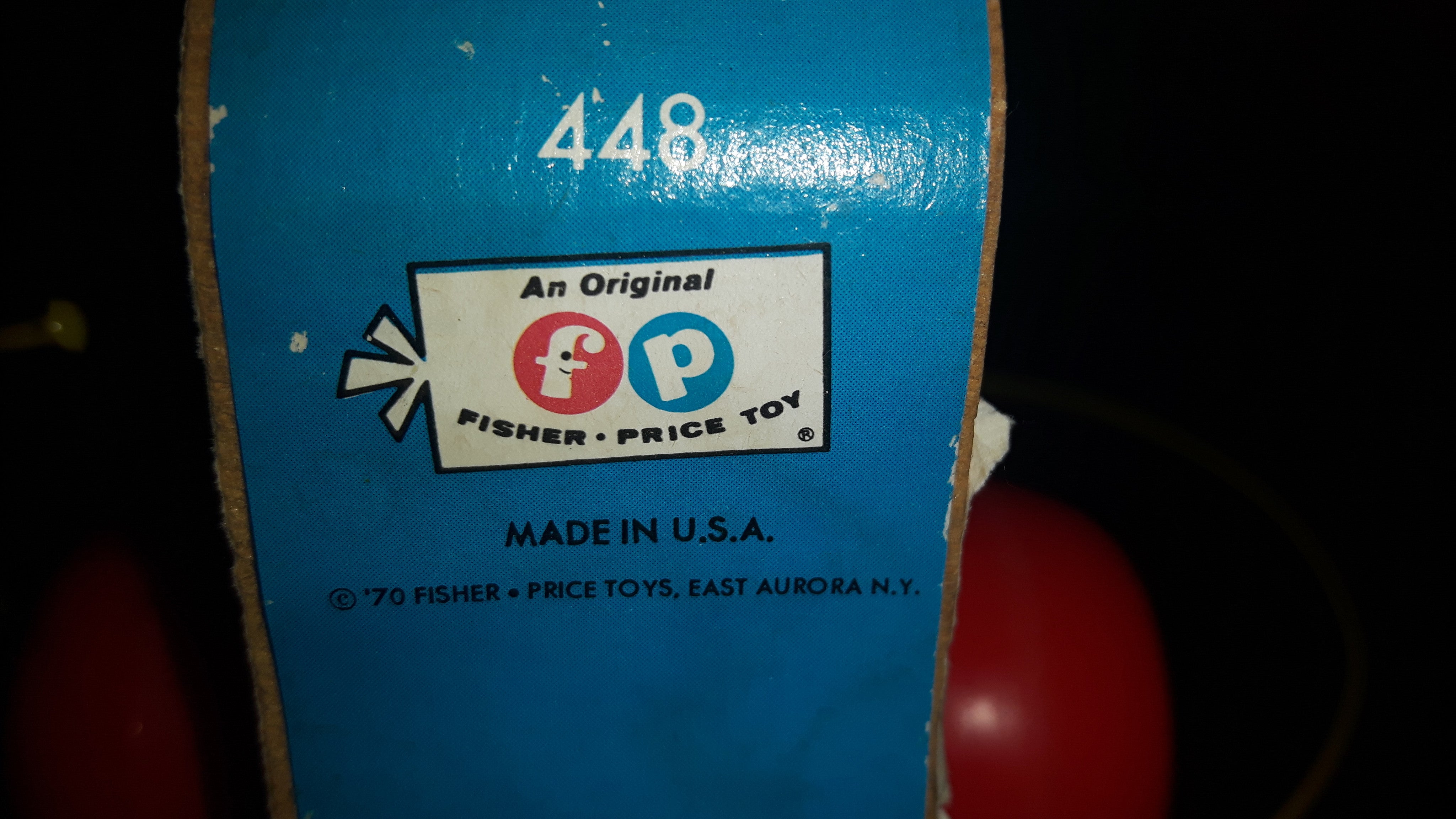 1970 Fisher Price Mini Copter Helicopter Wood Pull Toy 5