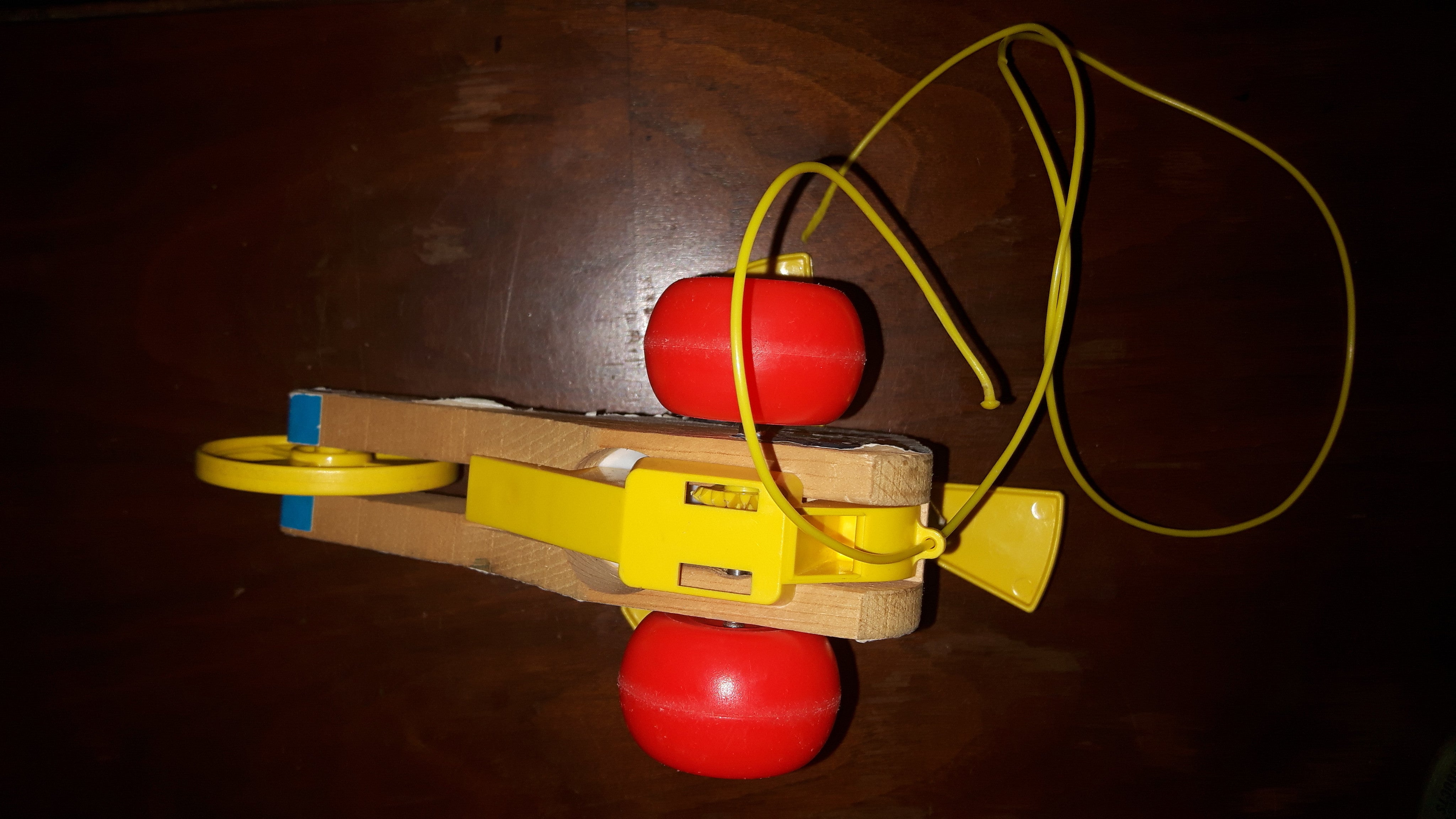1970 Fisher Price Mini Copter Helicopter Wood Pull Toy 8