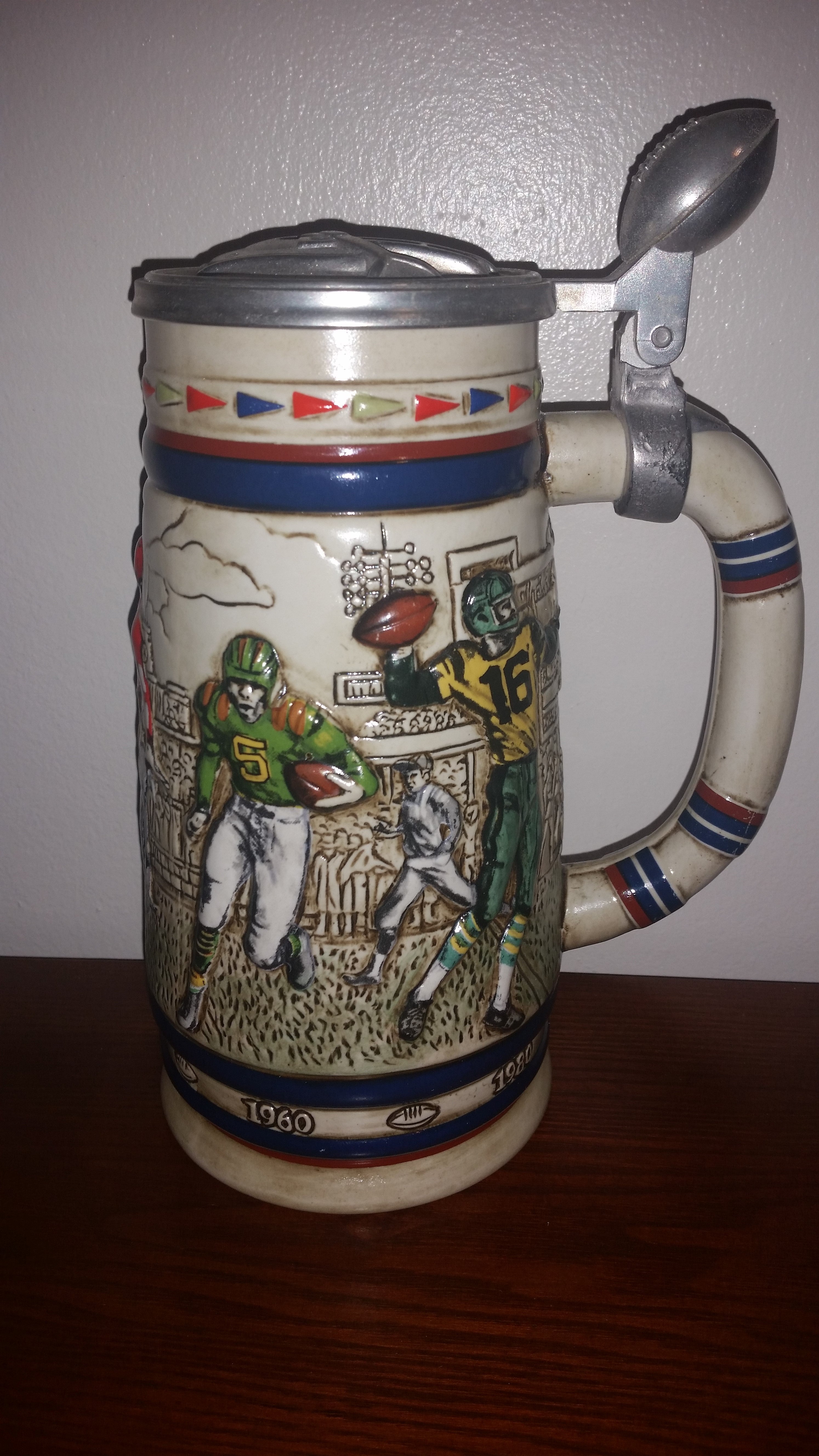 1983 Avon 1900-1980 Football History Lidded Beer Stein - Ceramarte Brazil