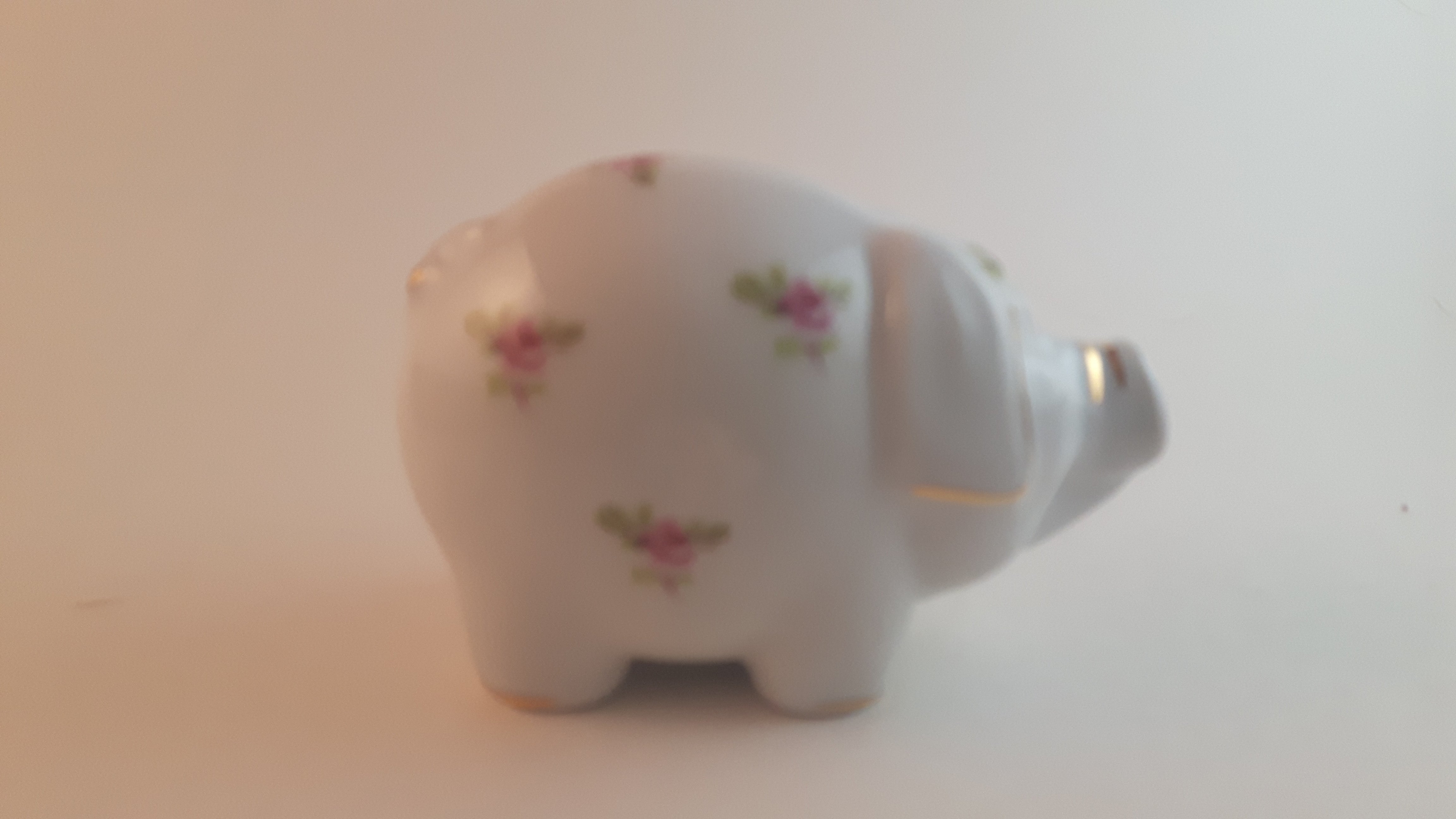 Rare Handmade RGK Porcelain Pig with Floral Decor and Gold Trim Leander 1946 Boheme Czech Republic 4