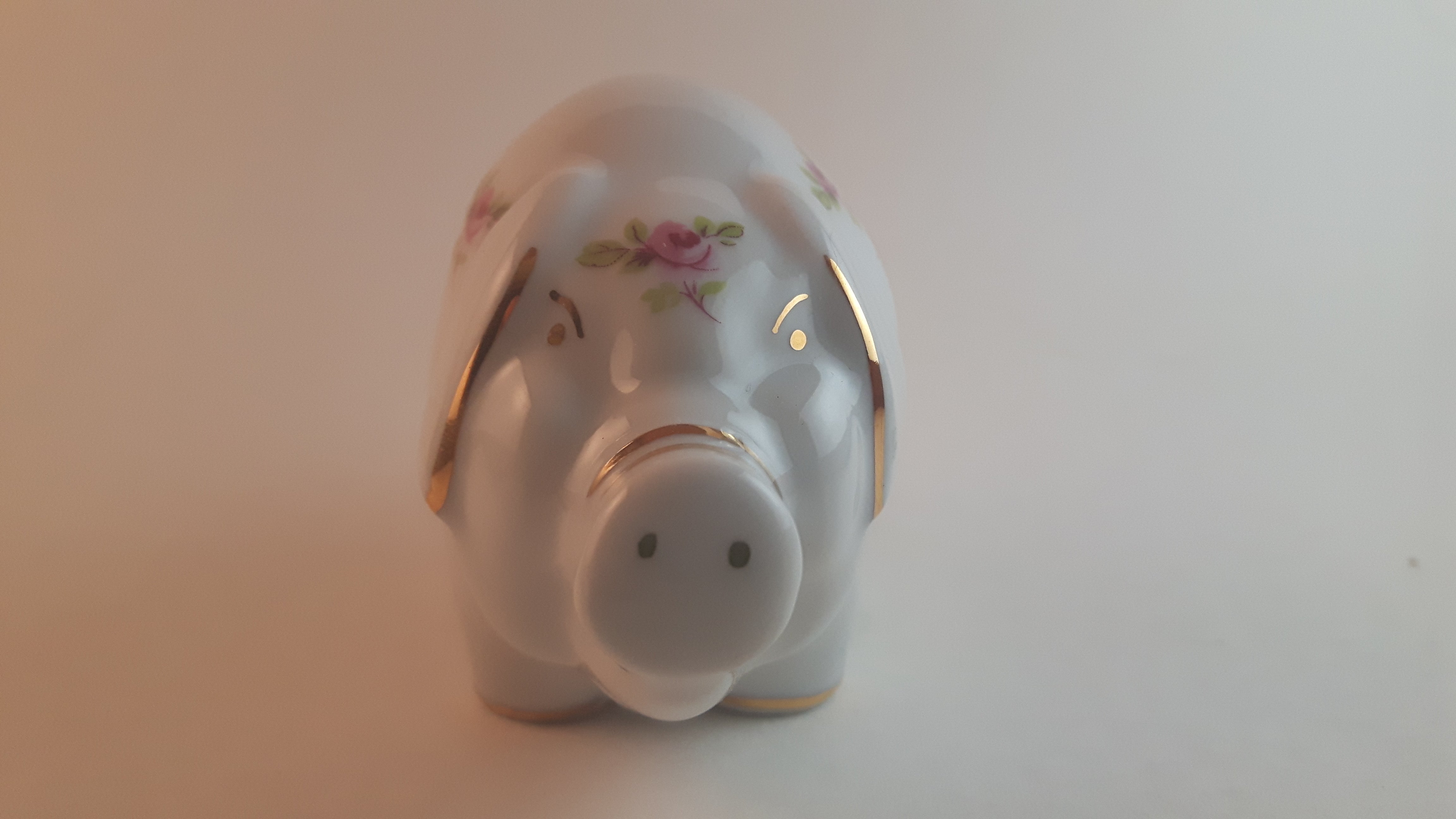 Rare Handmade RGK Porcelain Pig with Floral Decor and Gold Trim Leander 1946 Boheme Czech Republic 6