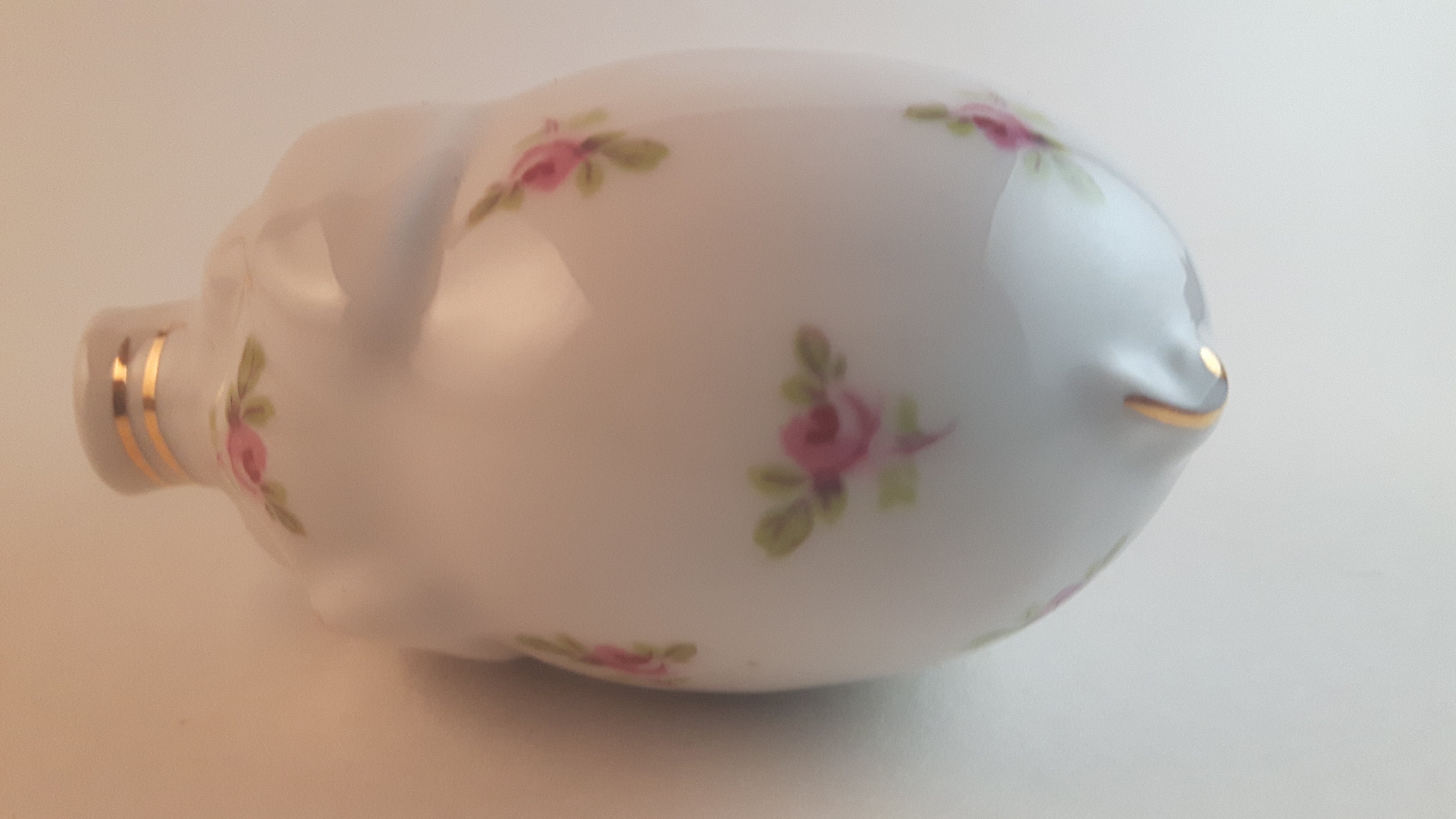 Rare Handmade RGK Porcelain Pig with Floral Decor and Gold Trim Leander 1946 Boheme Czech Republic 7