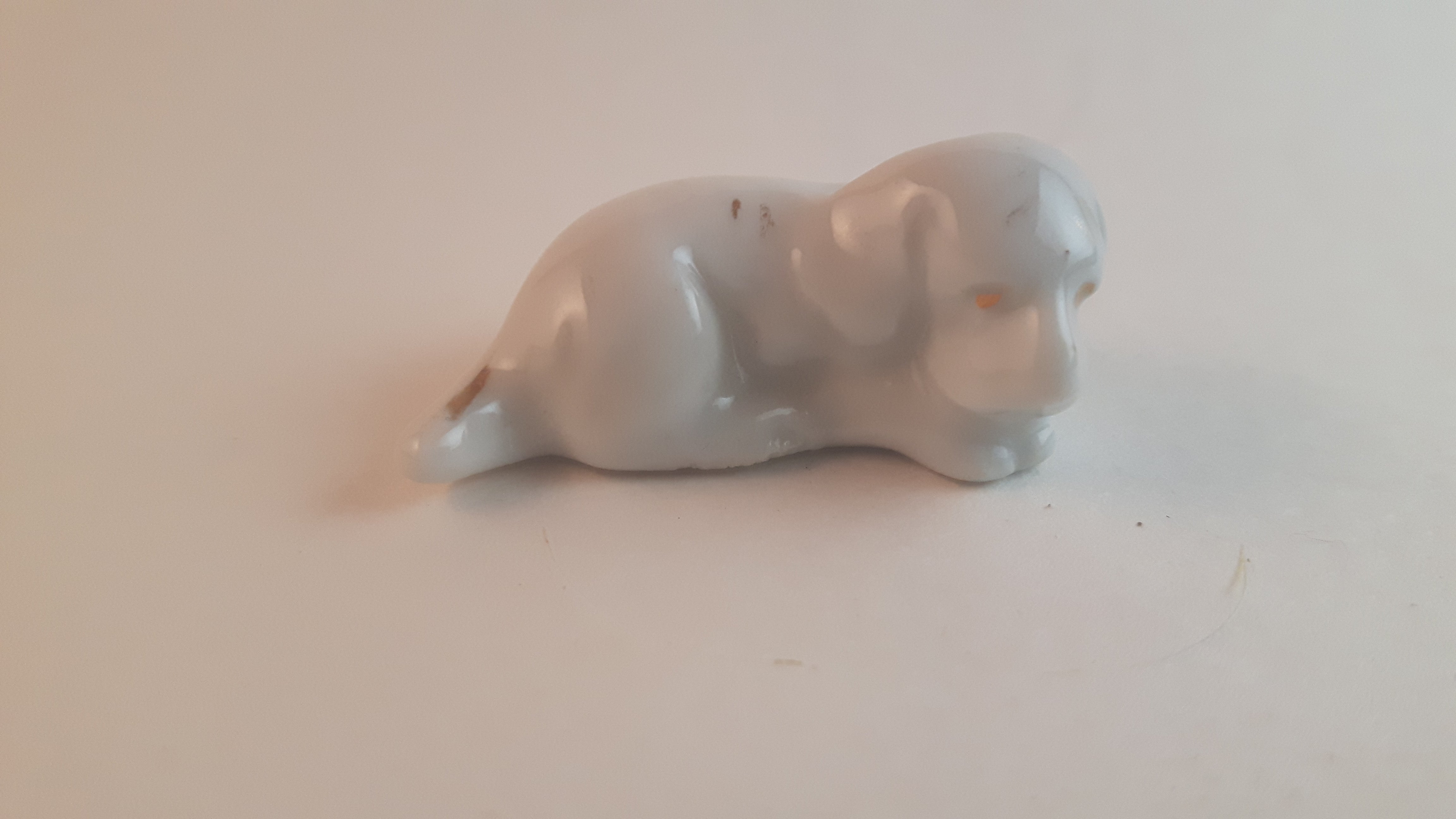 Antique 1940s Japanese Miniature White Porcelain Golden Retriever Puppy Dog Figurine