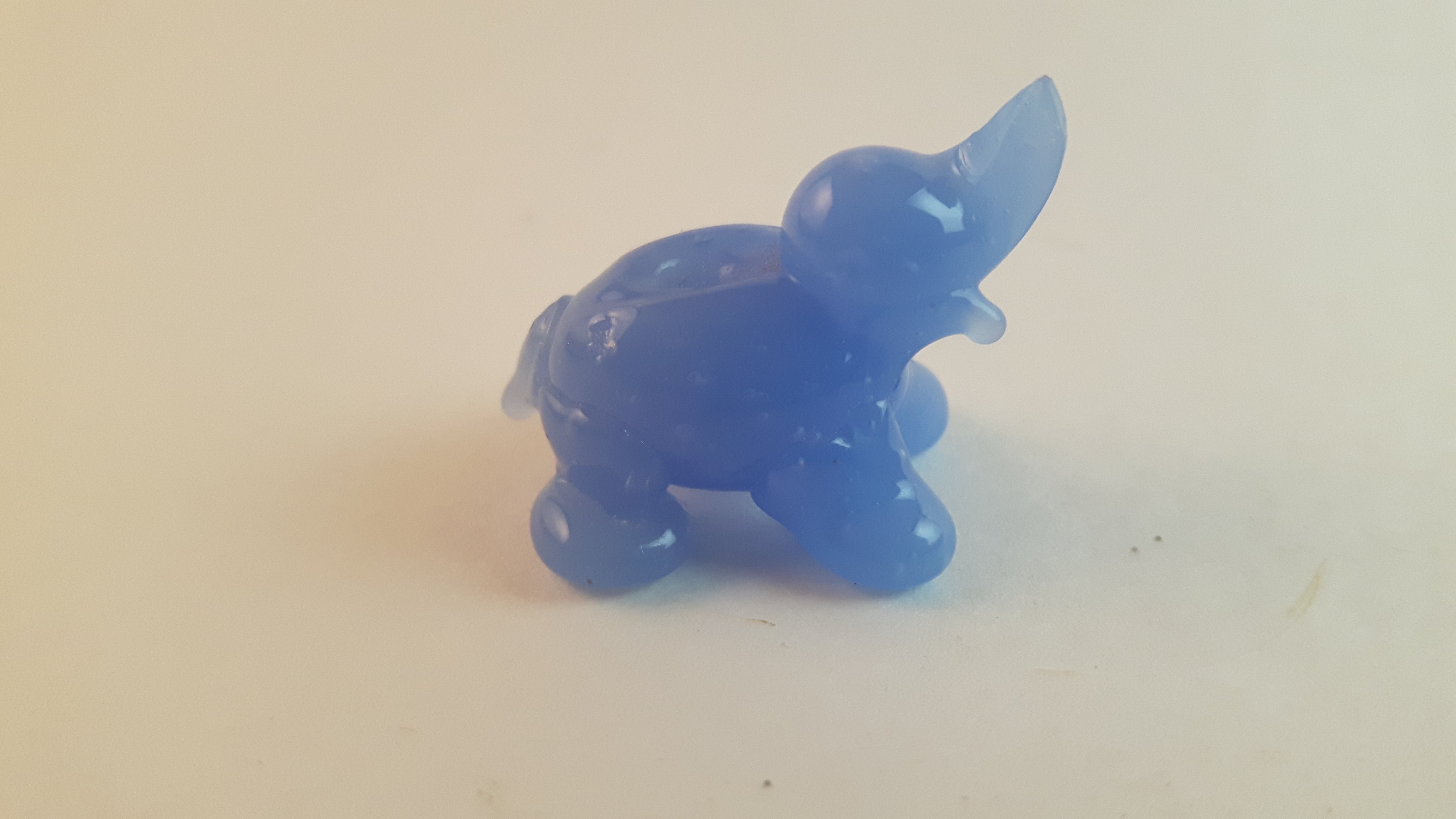 Vintage Blue Elephant Mammoth Glass Charm Miniature Figurine