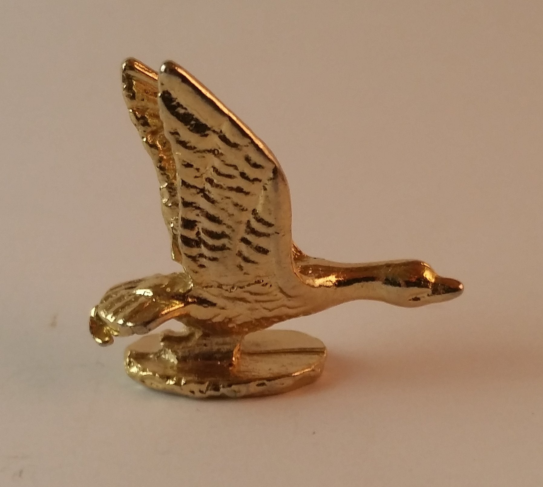 Vintage Miniature Metal Gold-Look Goose Figurine
