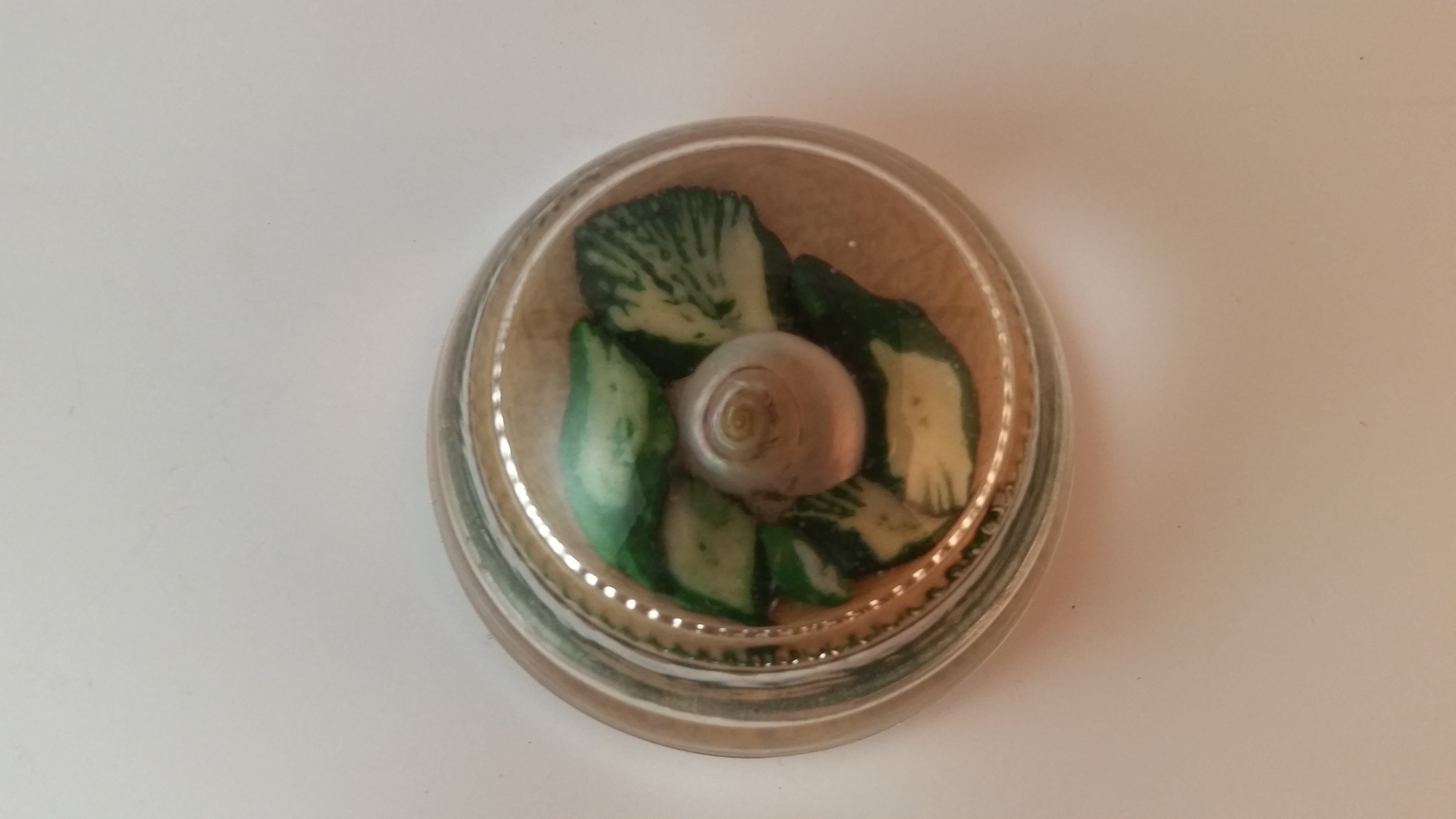 Vintage Snail on Leaves Dome Clear Resin Paperweight