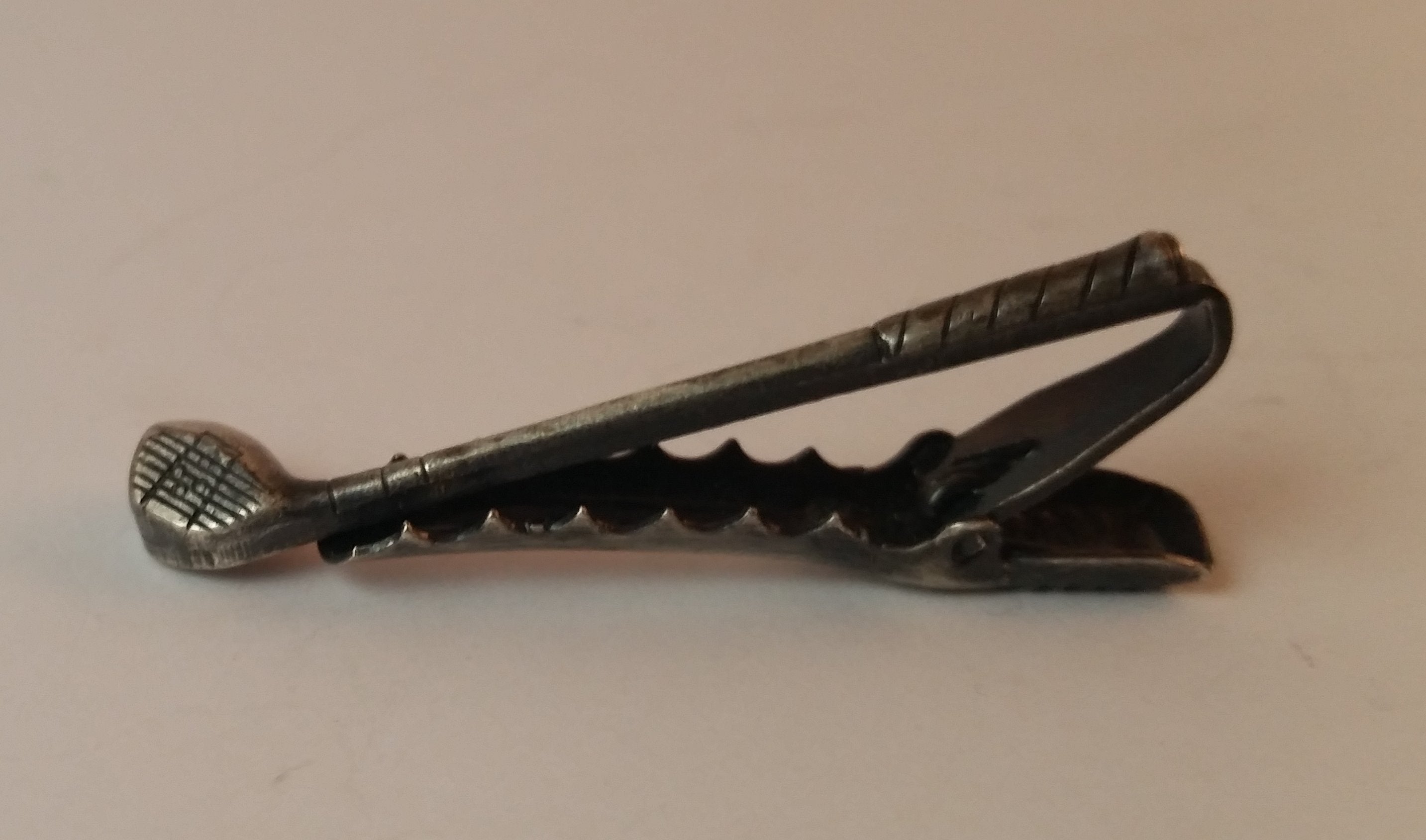 Vintage Hickok Silver Plated Swank Golf Club Tie Clip