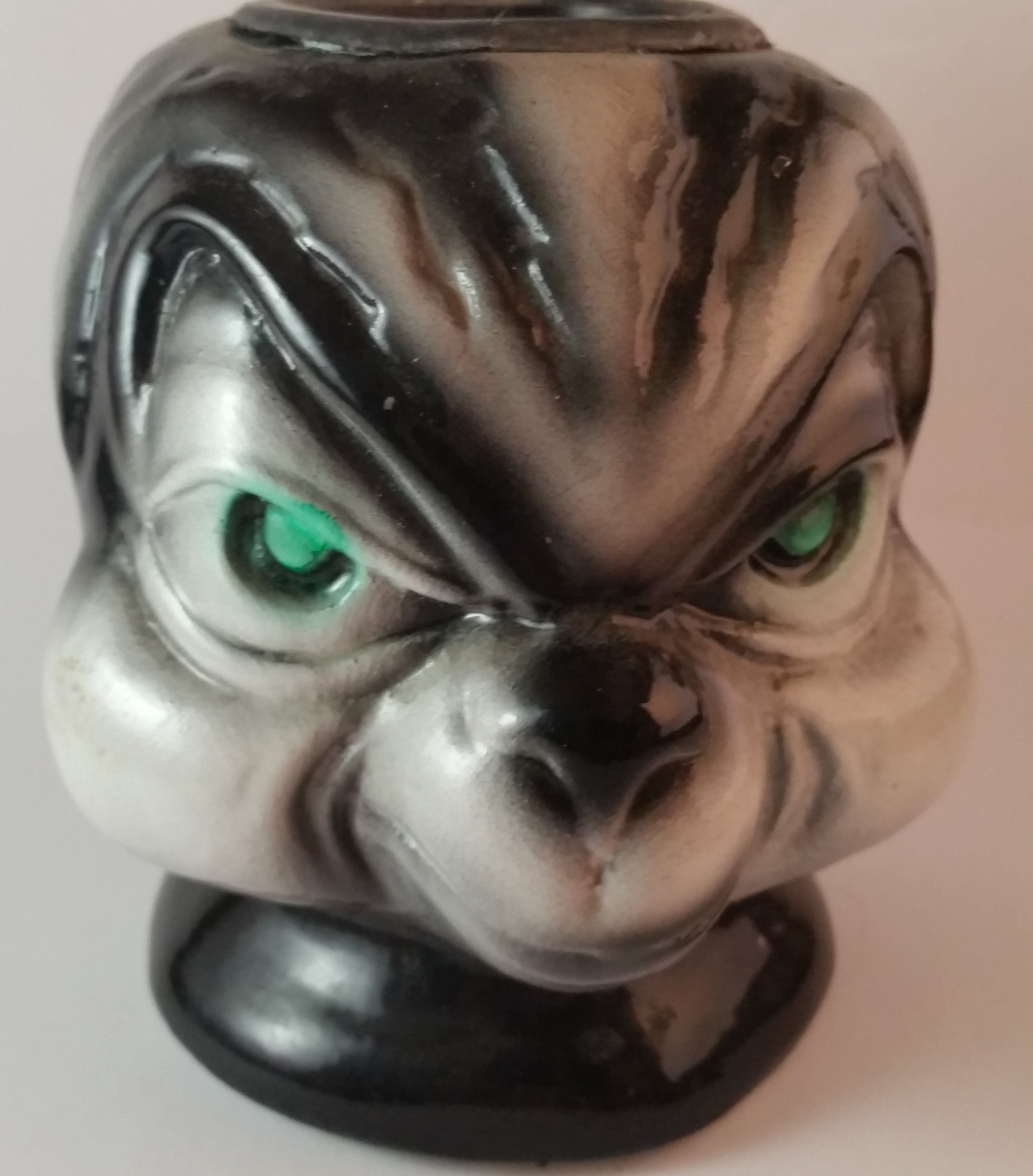 Vintage Green Eyed Evil Skunk Head Candle Holder