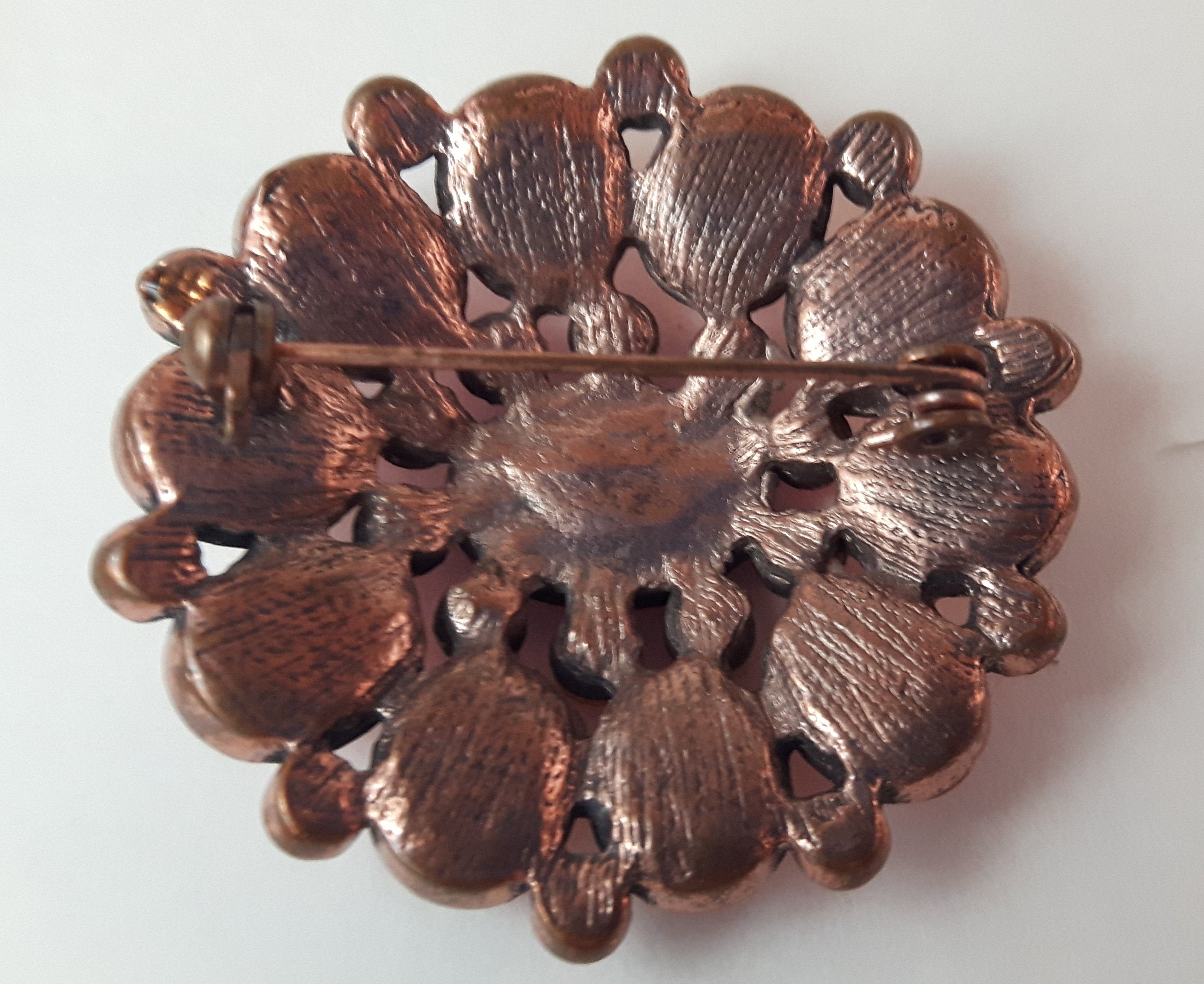 Vintage Pink Rhinestone Brooch Pin 2