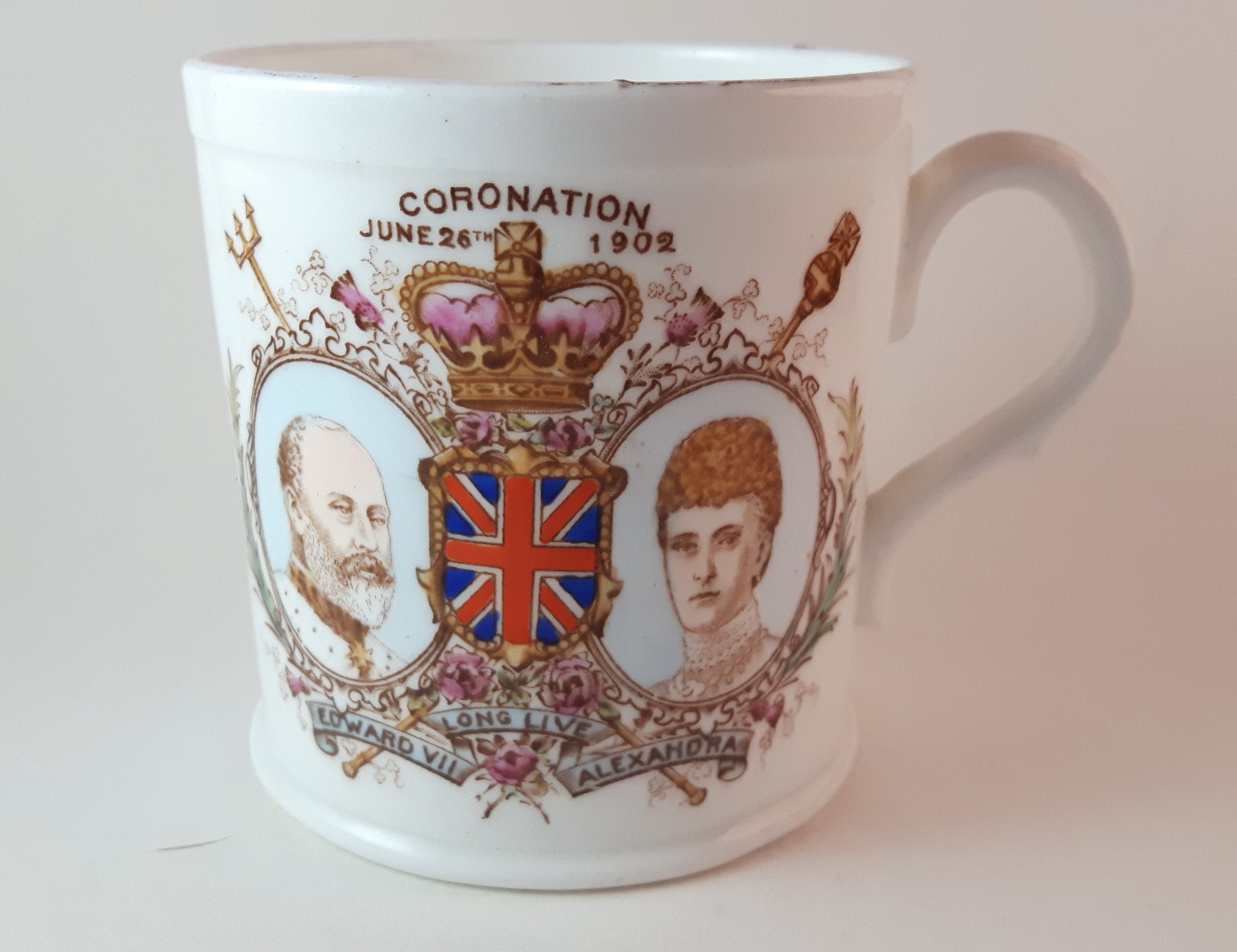 Antique 1902 Harrods England The Foley China Coronation Mug Cup