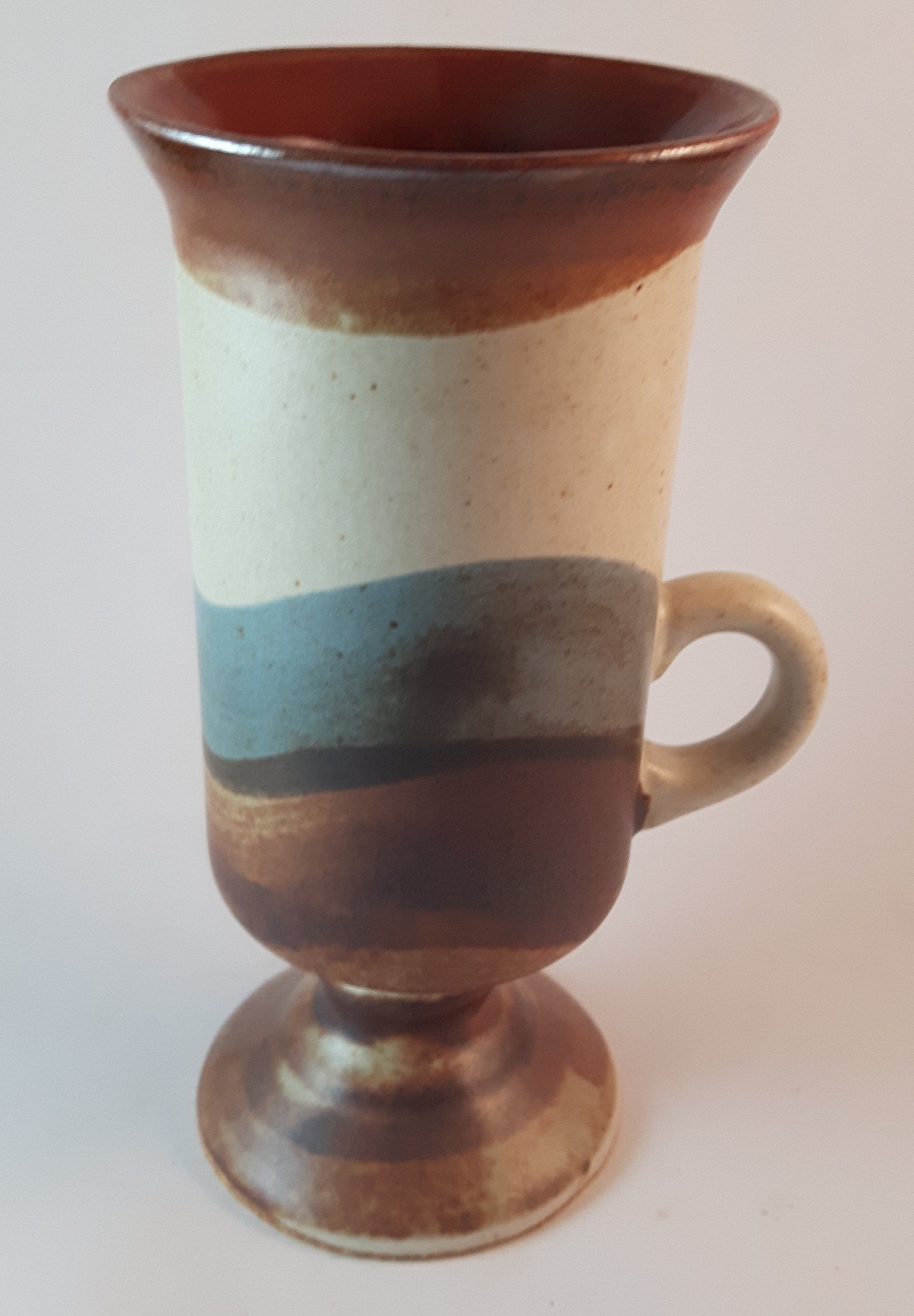 Vintage 1970s Japanese Hand-painted Otagiri Stoneware Pedestal Coffee Mug