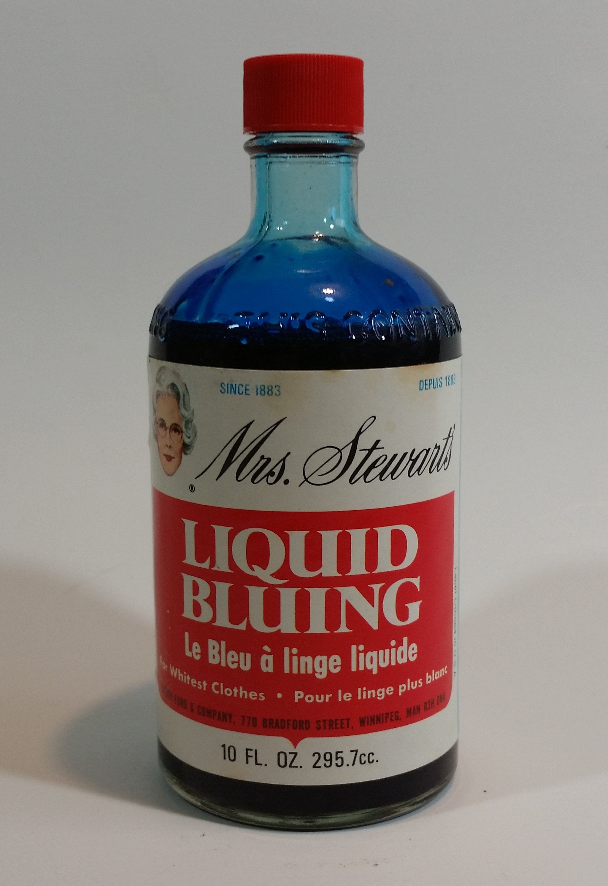 1970s Mrs. Stewart's Liquid Bluing Glass Bottle - Never Opened