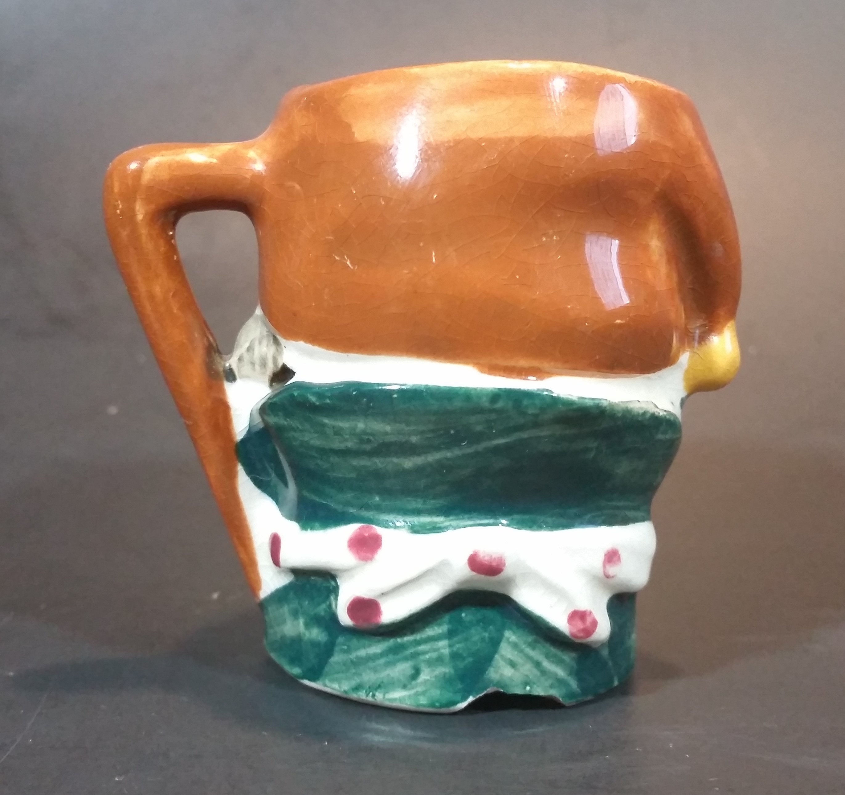 Vintage Mid-Century Miniature Toby Face Mug Man with Sleeping Cap - Japan 3