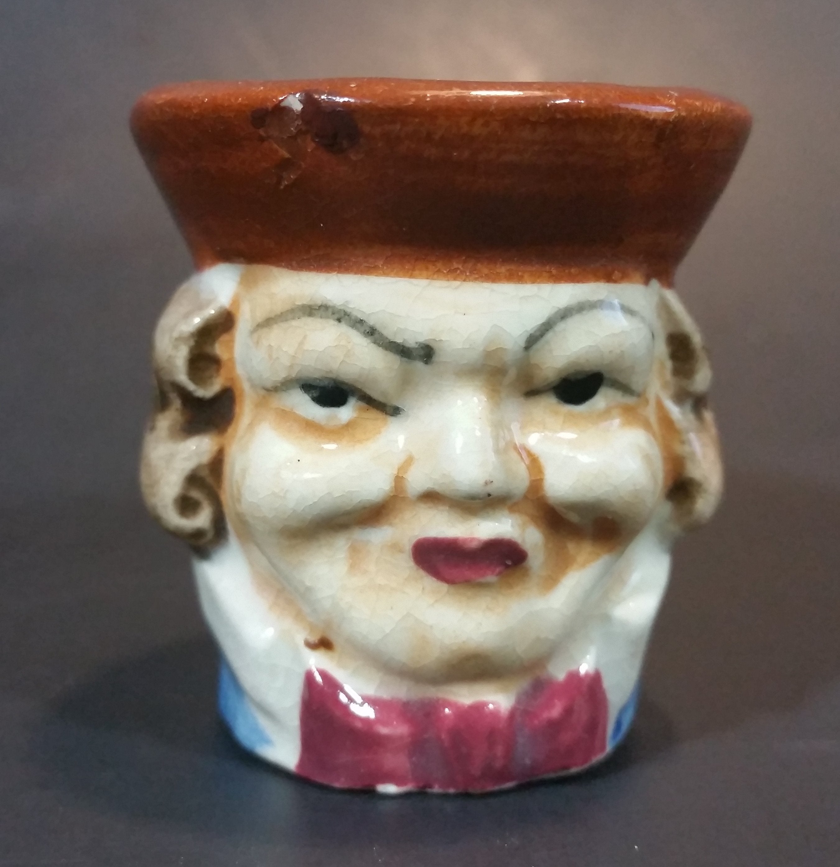 Vintage Mid-Century Miniature Toby Face Mug Colonial Man - Hand Painted