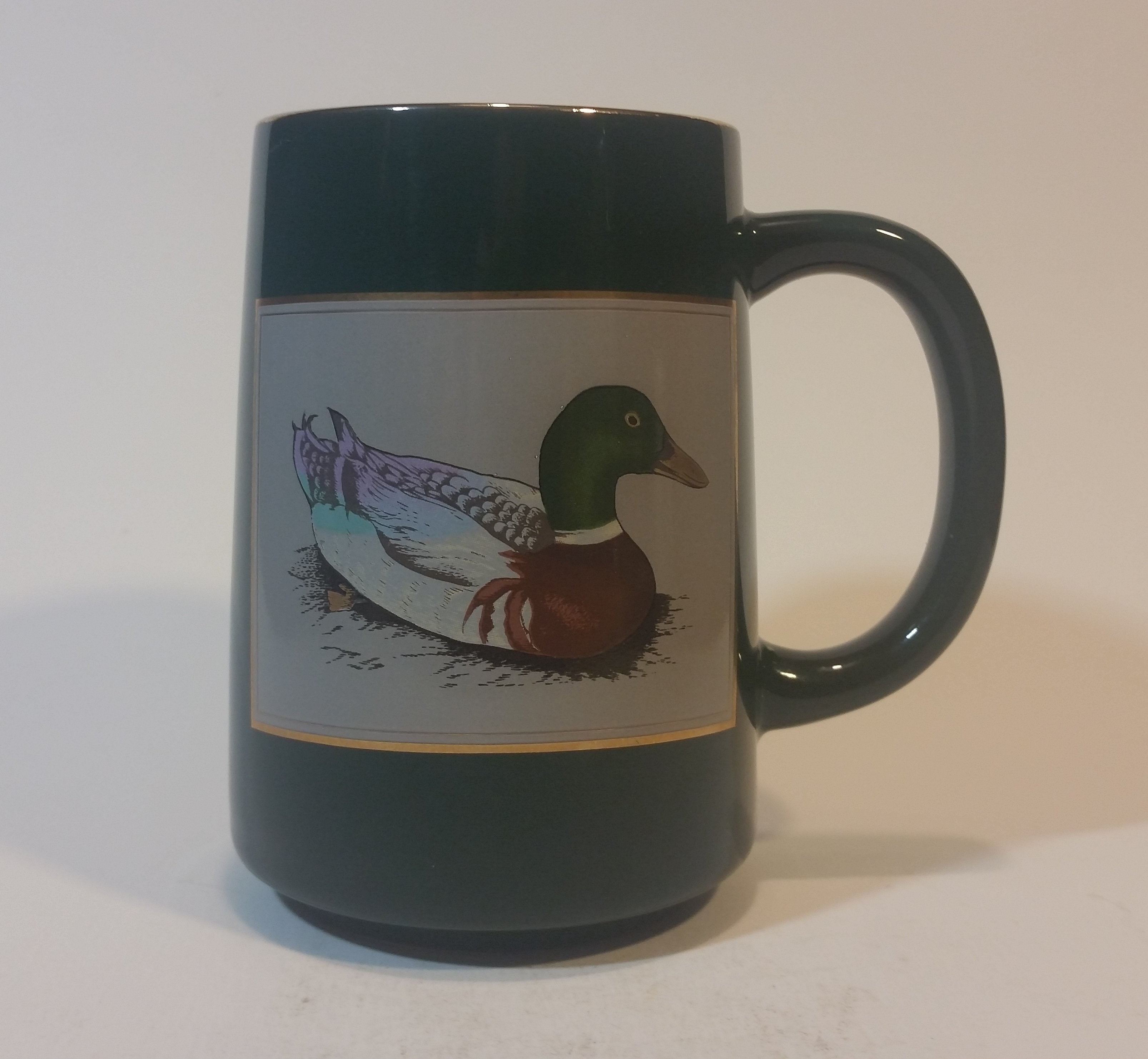 Vintage Otagiri Gibson Greetings Mallard Duck Gold Engraved Coffee Mug