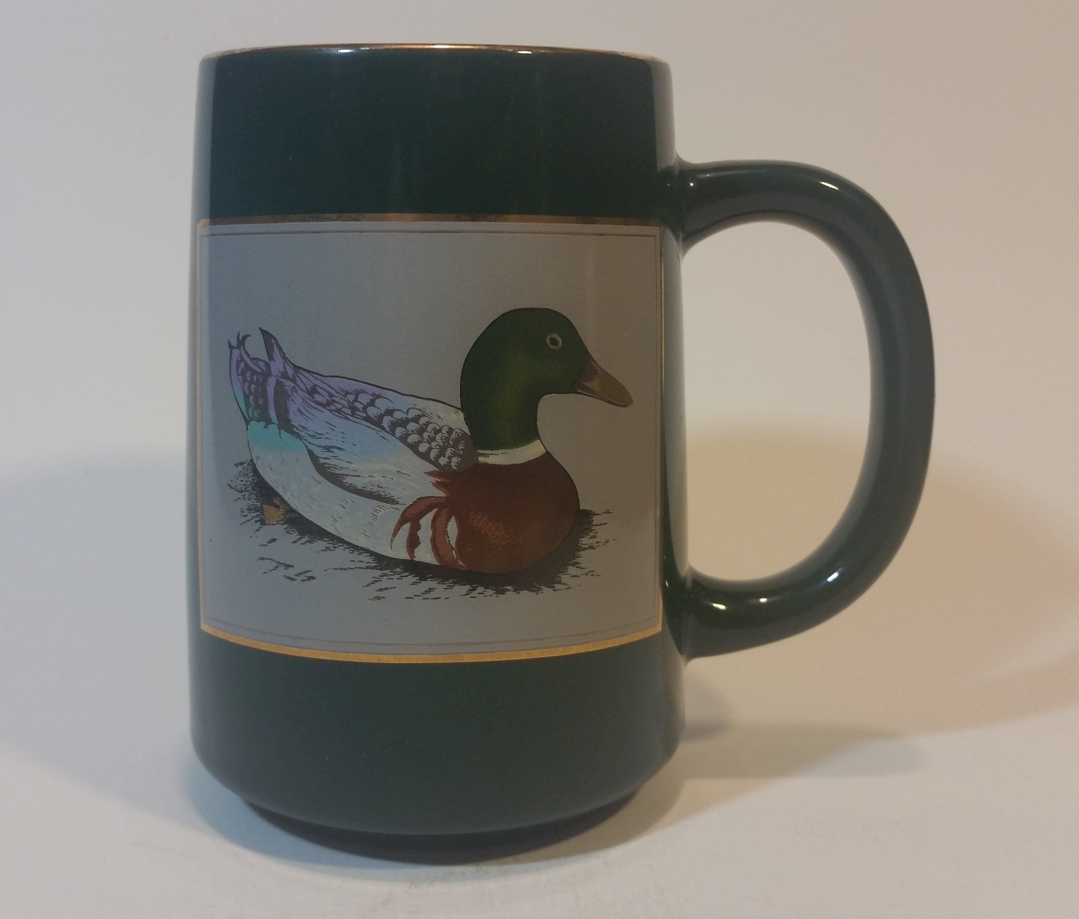 Vintage Otagiri Gibson Greetings Mallard Duck Gold Engraved Coffee Mug