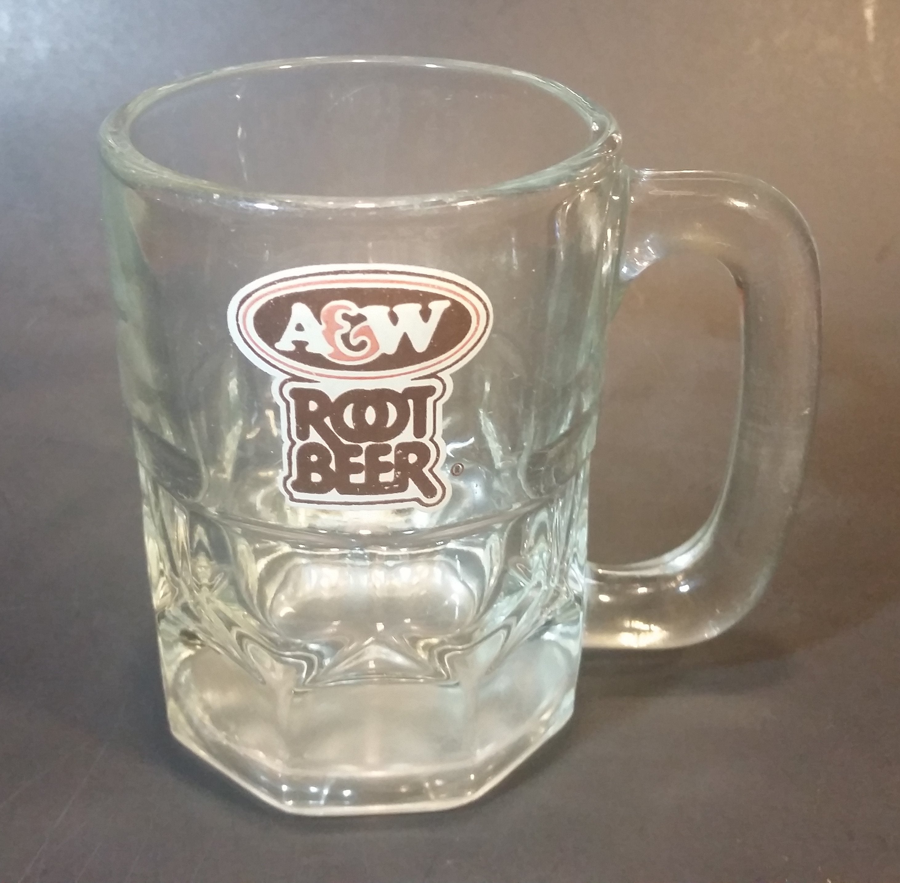 1970s A & W Root Beer Logo 4 1/8" Clear Glass Mug
