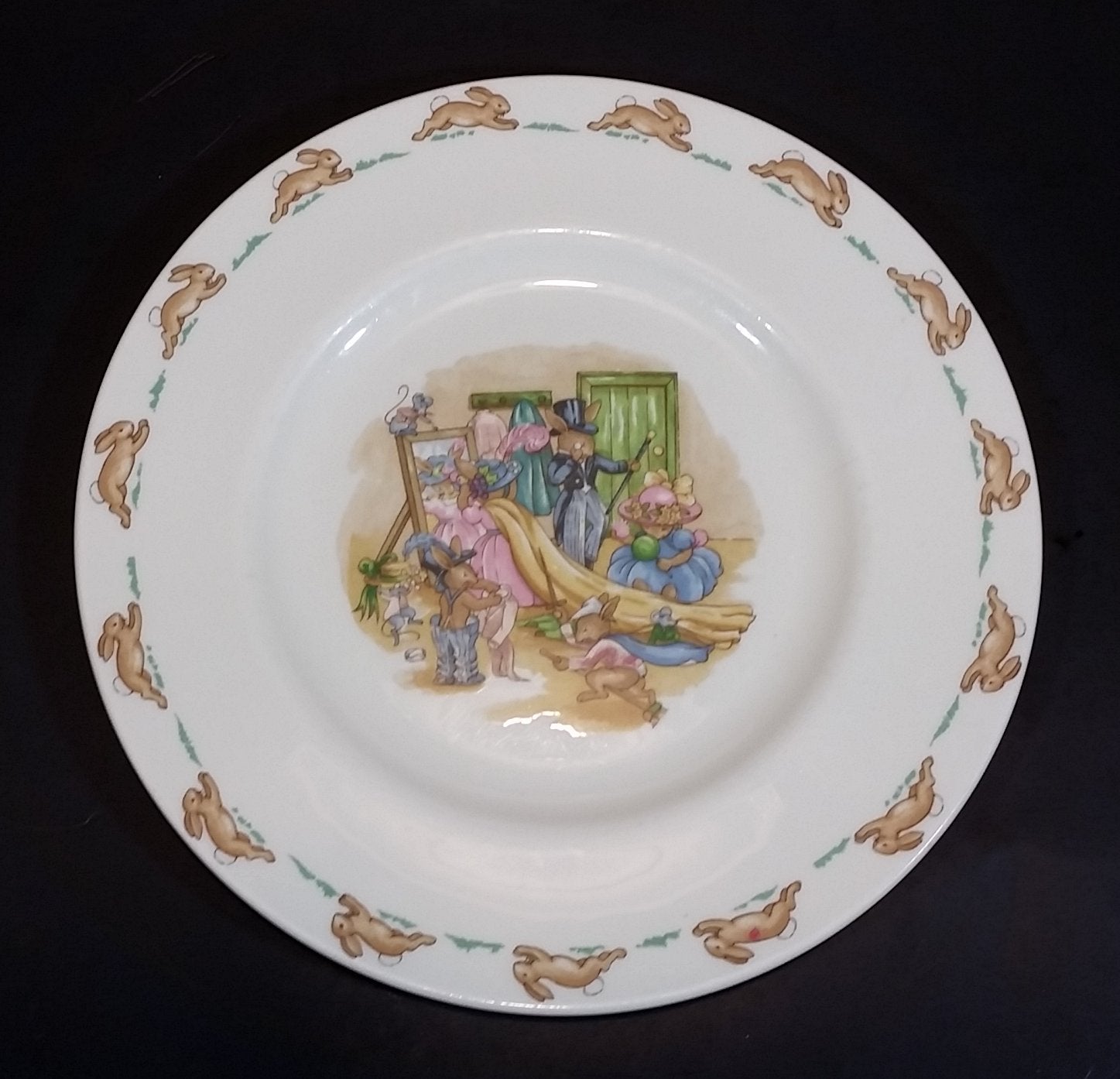 1970s Royal Doulton English Fine Bone China Bunnykins "Dressup Time" 8" Plate 7