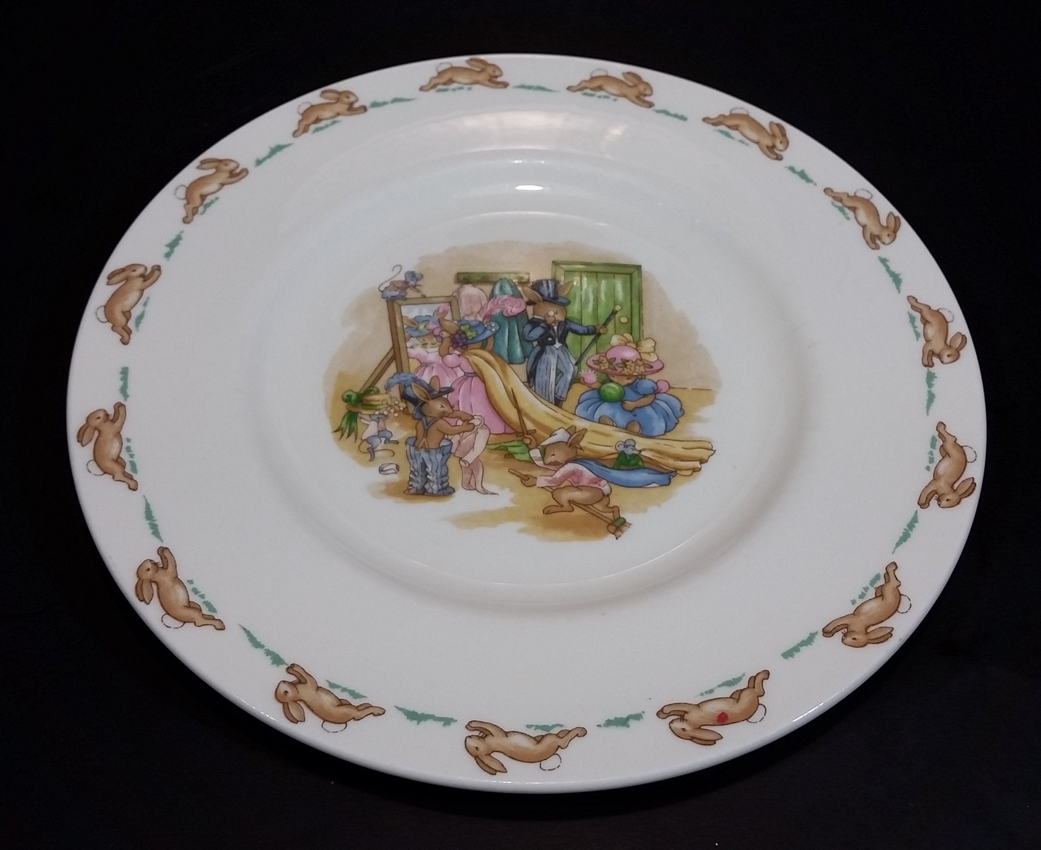 1970s Royal Doulton English Fine Bone China Bunnykins "Dressup Time" 8" Plate 2