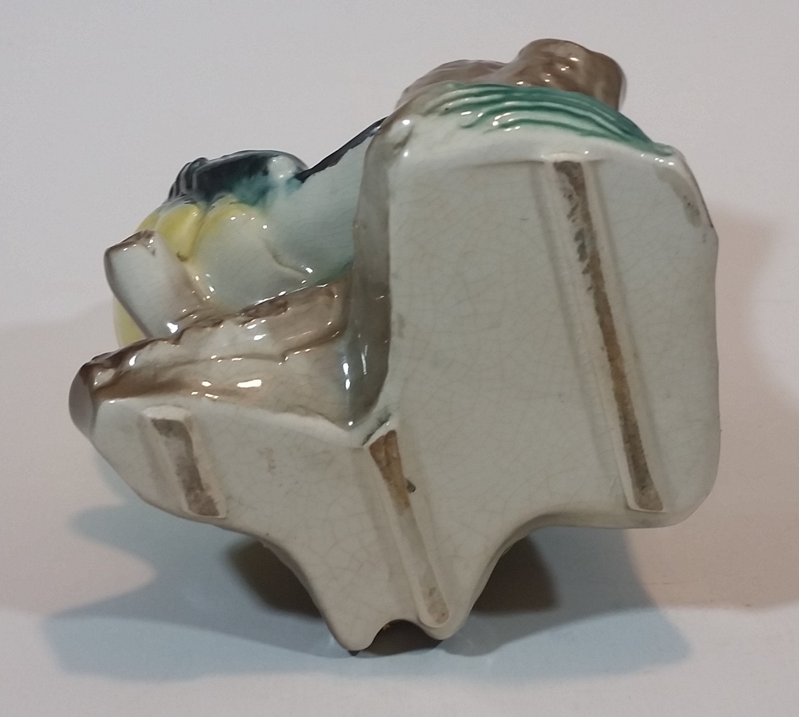 1950s Royal Copley Western Tanager or Warbler Bird on Tree Stump Ceramic Porcelain Planter 12