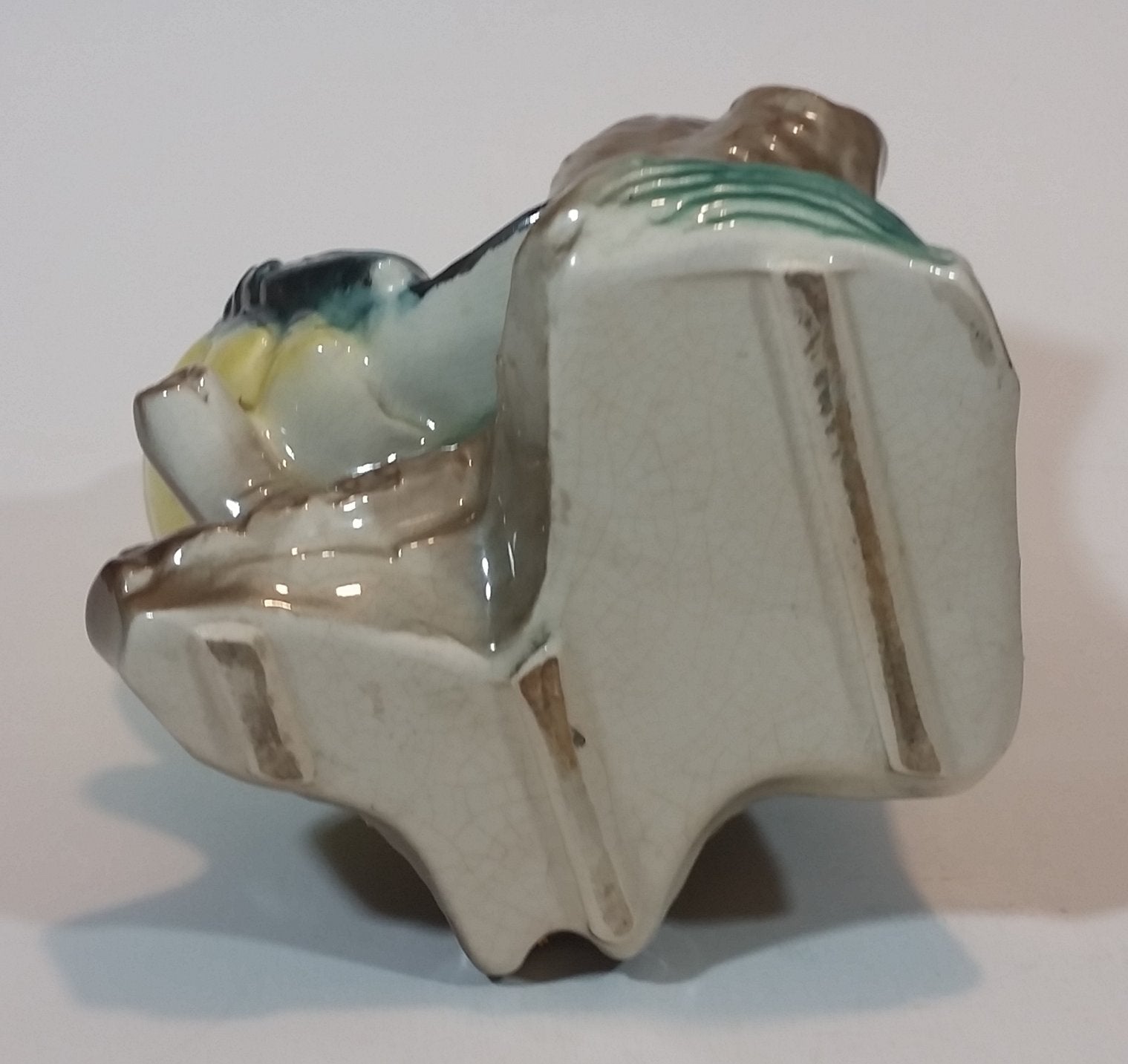1950s Royal Copley Western Tanager or Warbler Bird on Tree Stump Ceramic Porcelain Planter 13