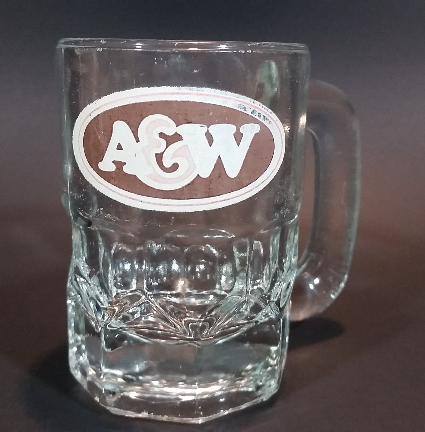 1970s A & W Clear Glass 3 1/8" Miniature Root Beer Mug