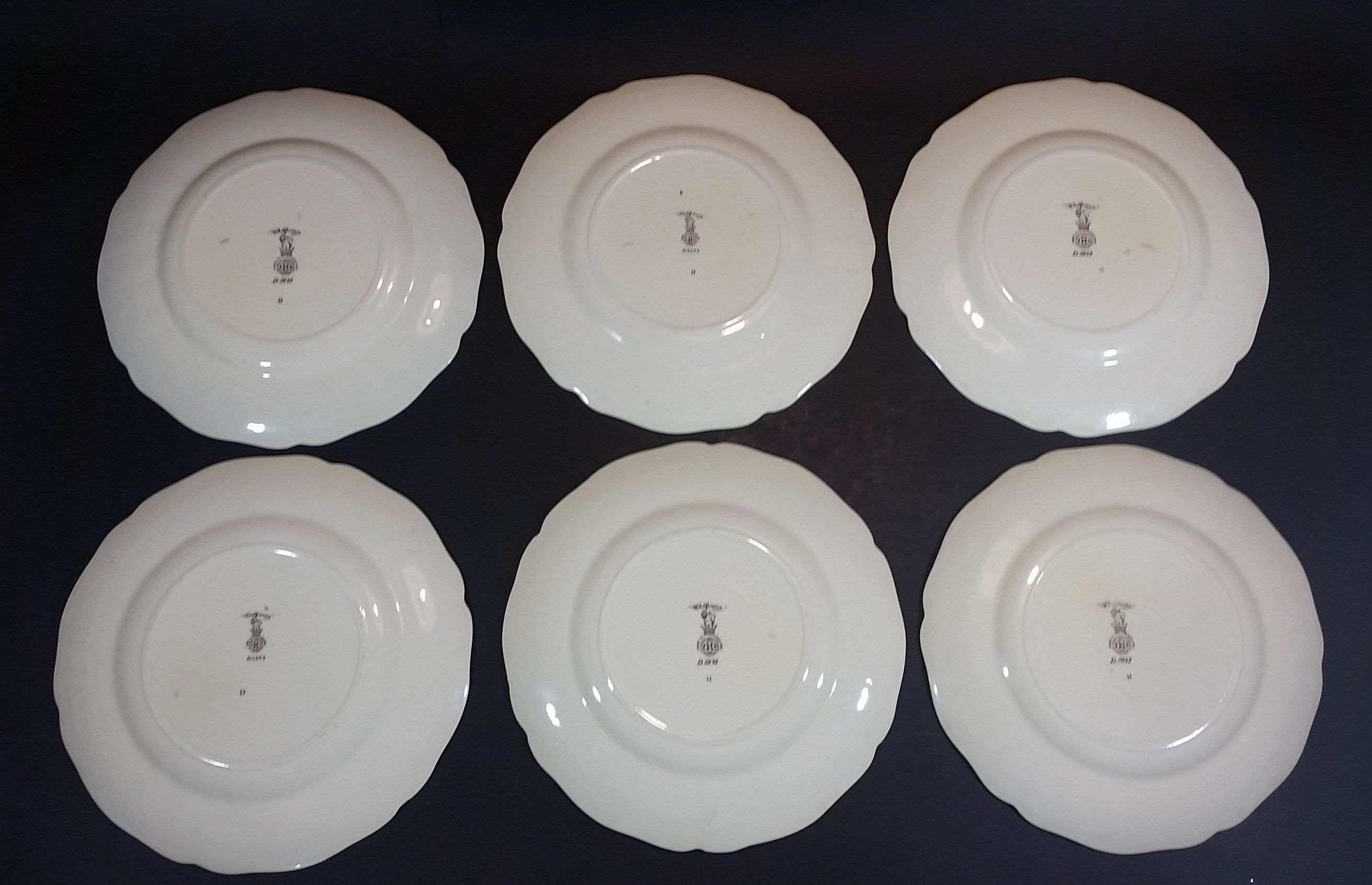 1930s Royal Doulton "Wildflower" Pink and Red Floral with Faint Yellow Edge 8 1/2" Dinner Plates - Set of 6 5