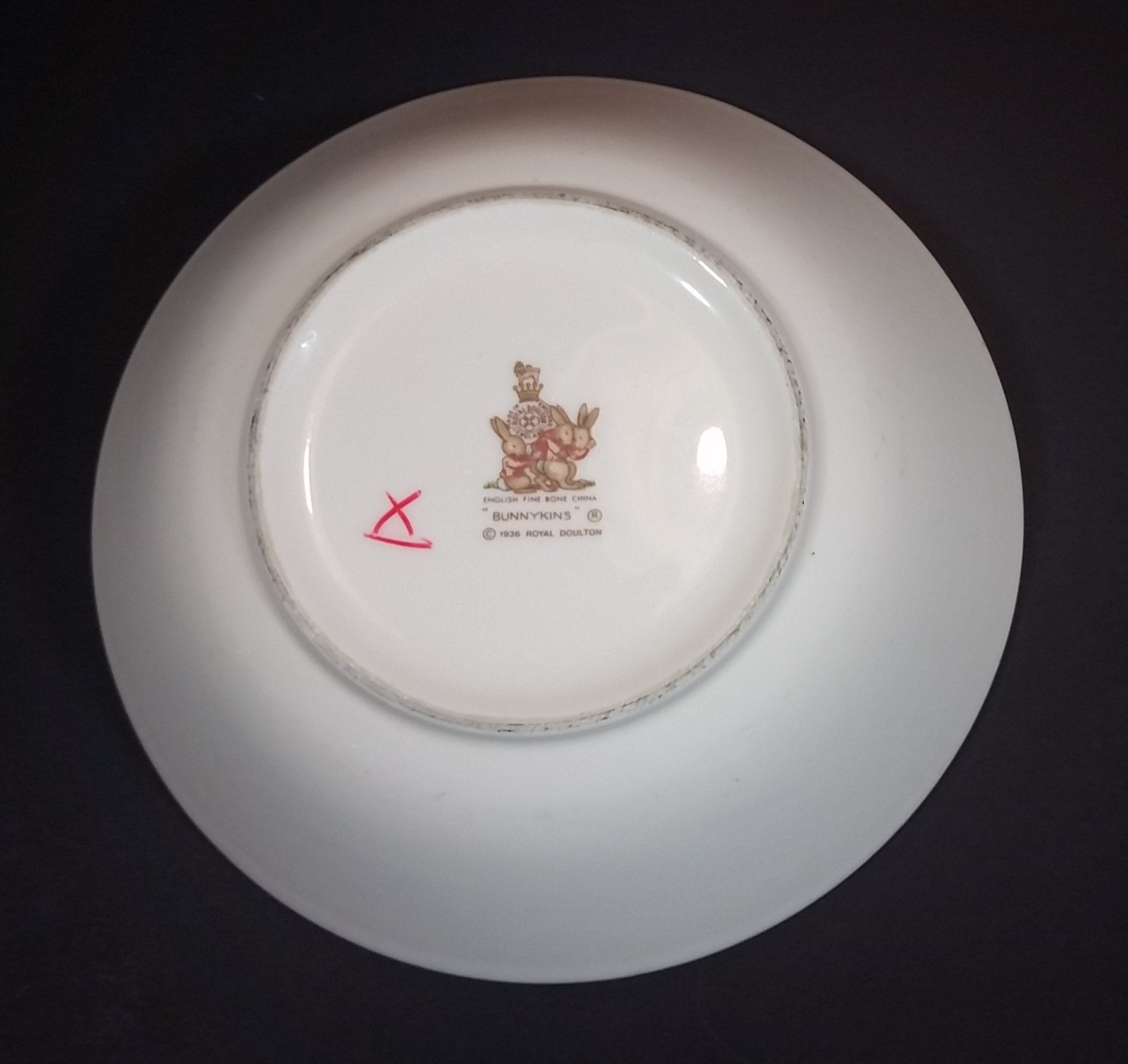 1970s Royal Doulton English Fine Bone China Bunnykins "Picnic" 6" Cereal Bowl 4