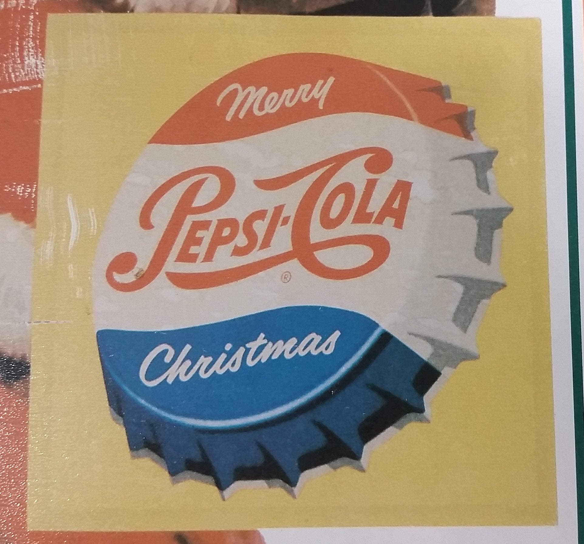 Vintage 1970s Pepsi Cola Merry Christmas Santa Claus with Gifts Lithograph Tin Sign 4