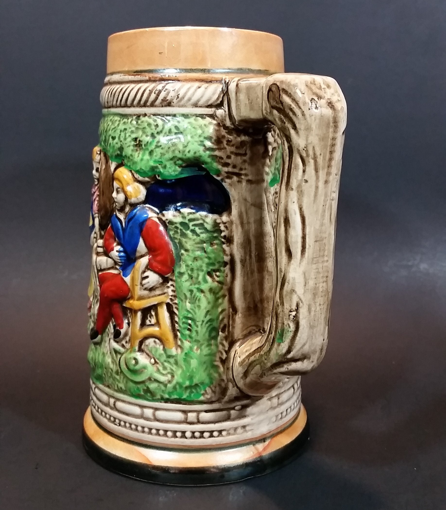 1950s German Oktoberfest Beer Stein Woman Serving Beer to Man Sitting - Japan 6 3/8" Tall 3