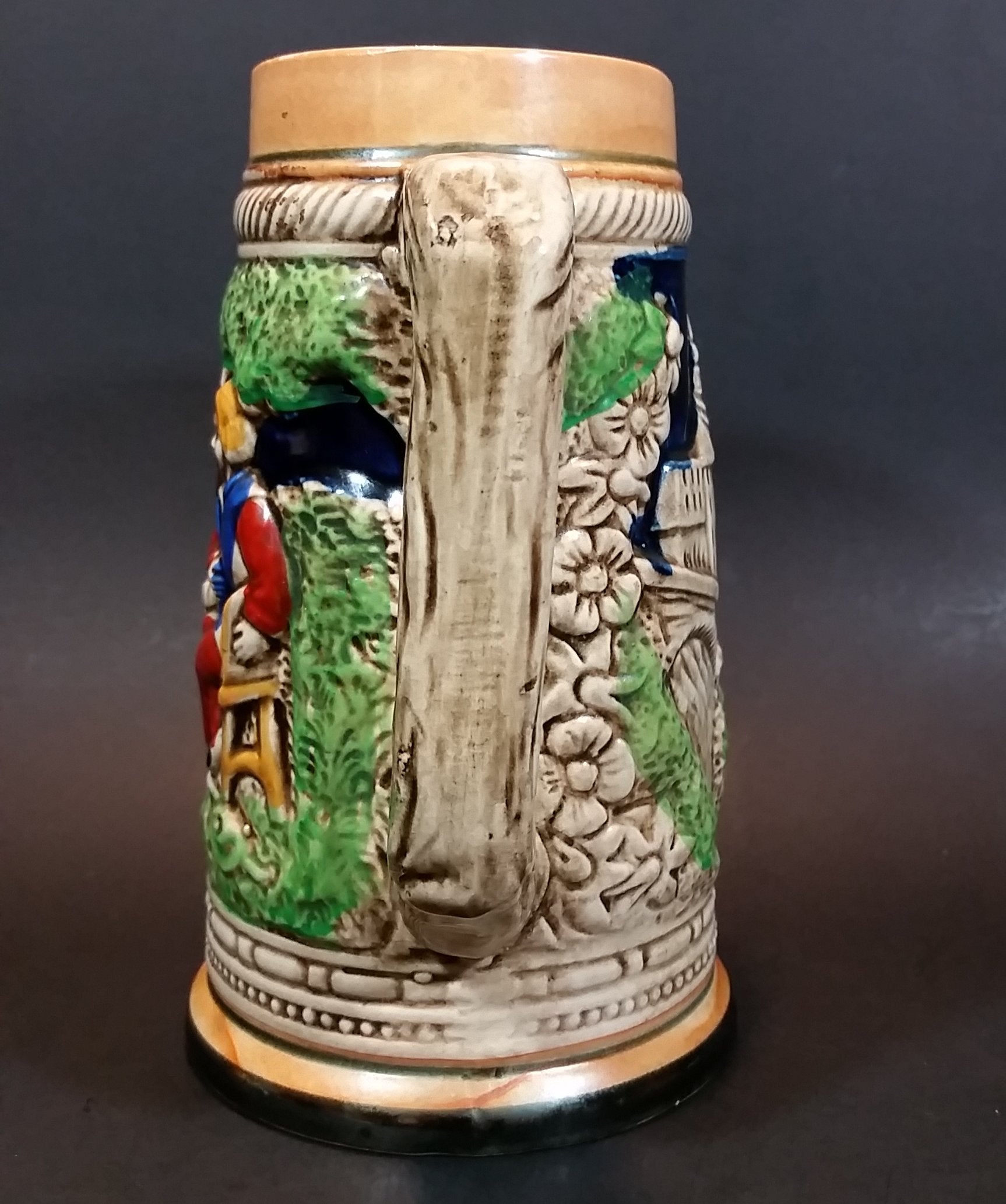 1950s German Oktoberfest Beer Stein Woman Serving Beer to Man Sitting - Japan 6 3/8" Tall 4