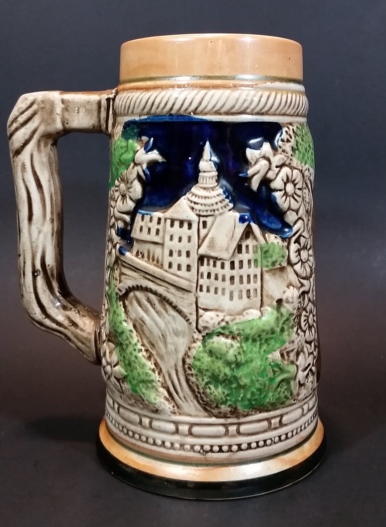 1950s German Oktoberfest Beer Stein Woman Serving Beer to Man Sitting - Japan 6 3/8" Tall 6