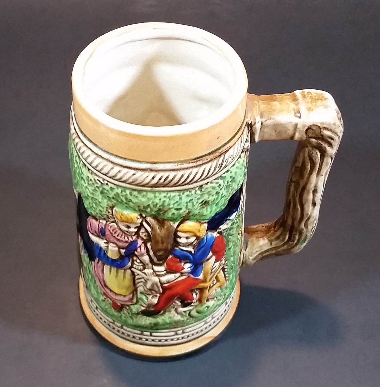 1950s German Oktoberfest Beer Stein Woman Serving Beer to Man Sitting - Japan 6 3/8" Tall 10