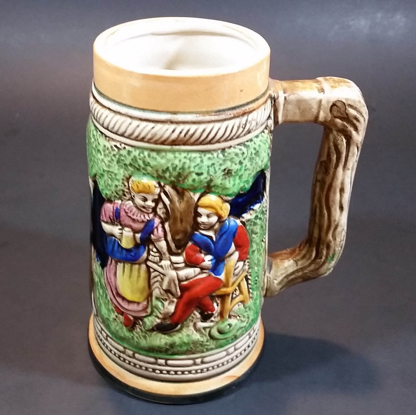 1950s German Oktoberfest Beer Stein Woman Serving Beer to Man Sitting - Japan 6 3/8" Tall 11