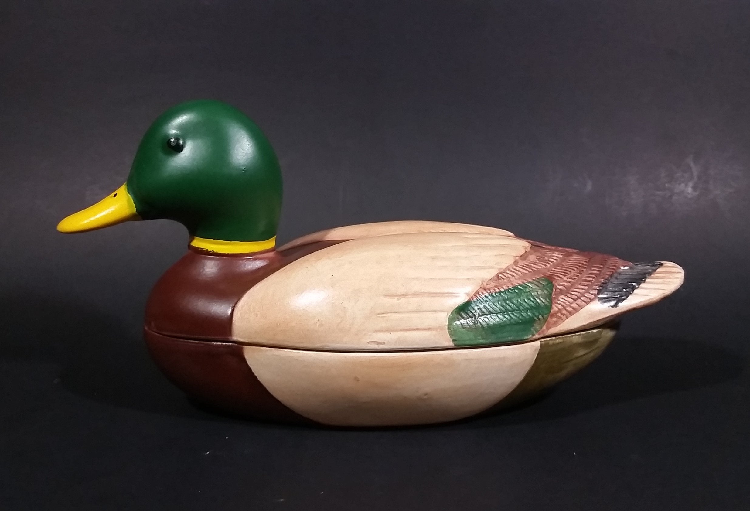 1978 Avon Mallard Duck Lidded Ceramic Organizer Handcrafted in Brazil