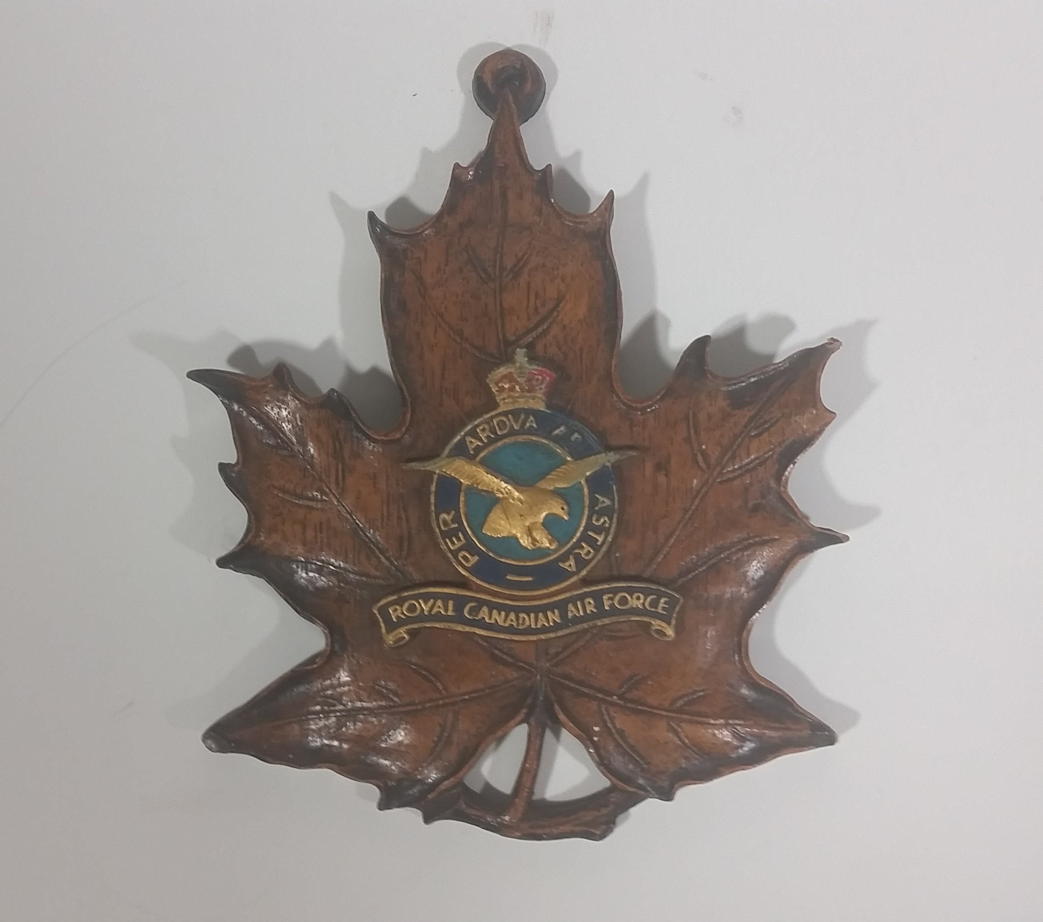 Vintage R.C.A.F. Royal Canadian Air Force Genuine Durwood Leaf Wall Hanging
