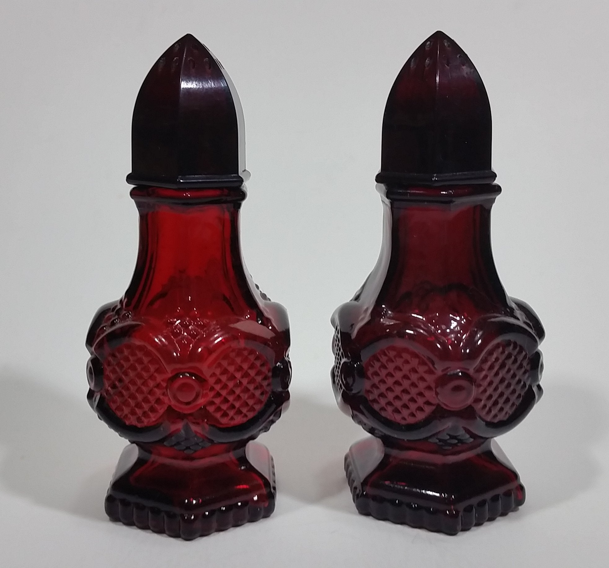 Vintage Avon Cape Cod Collection Ruby Red Salt & Pepper Shakers