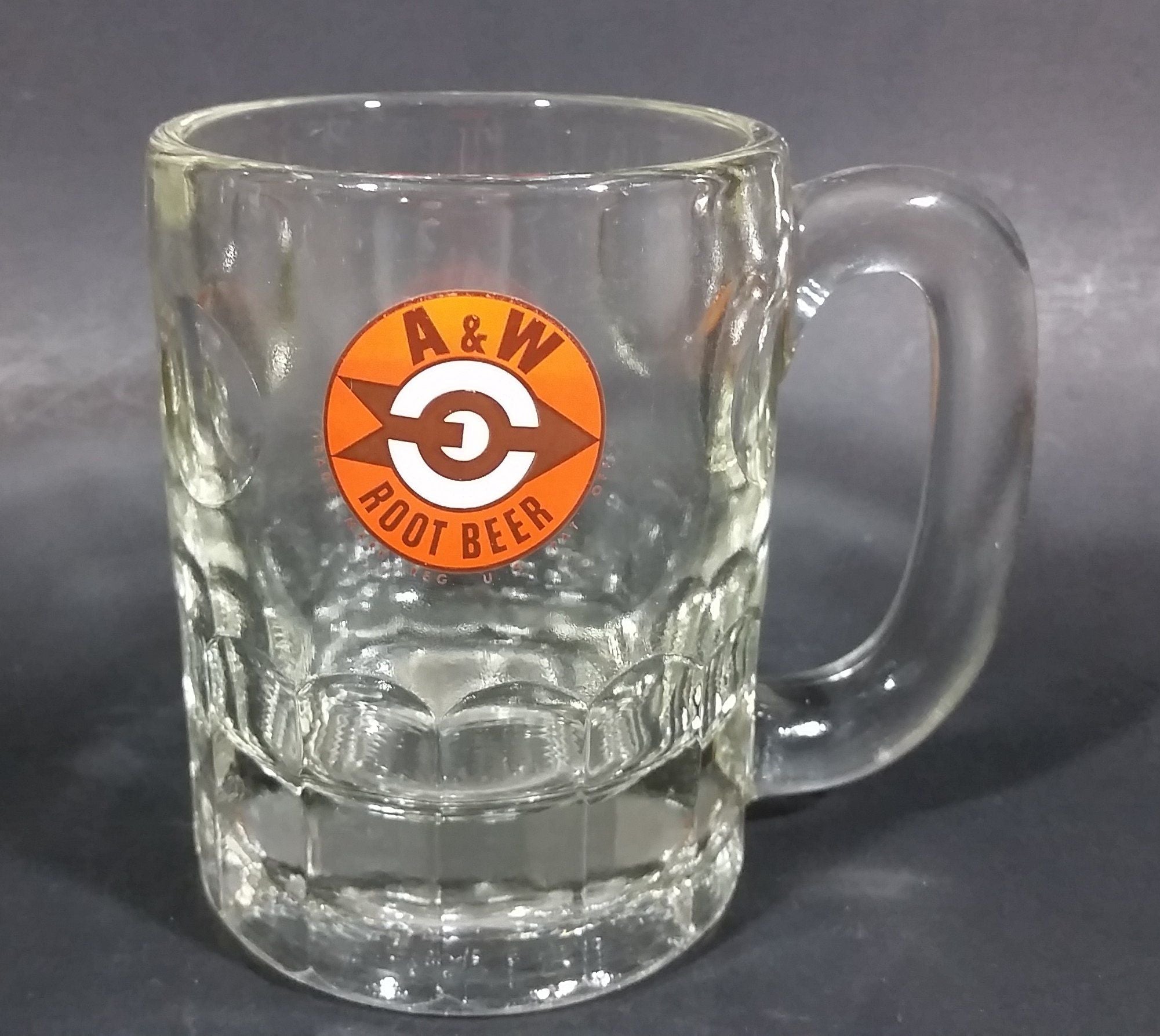 1961-1968 A & W Allen & Wright Soda Pop Beverage 4 1/4" Clear Glass Root Beer Mug