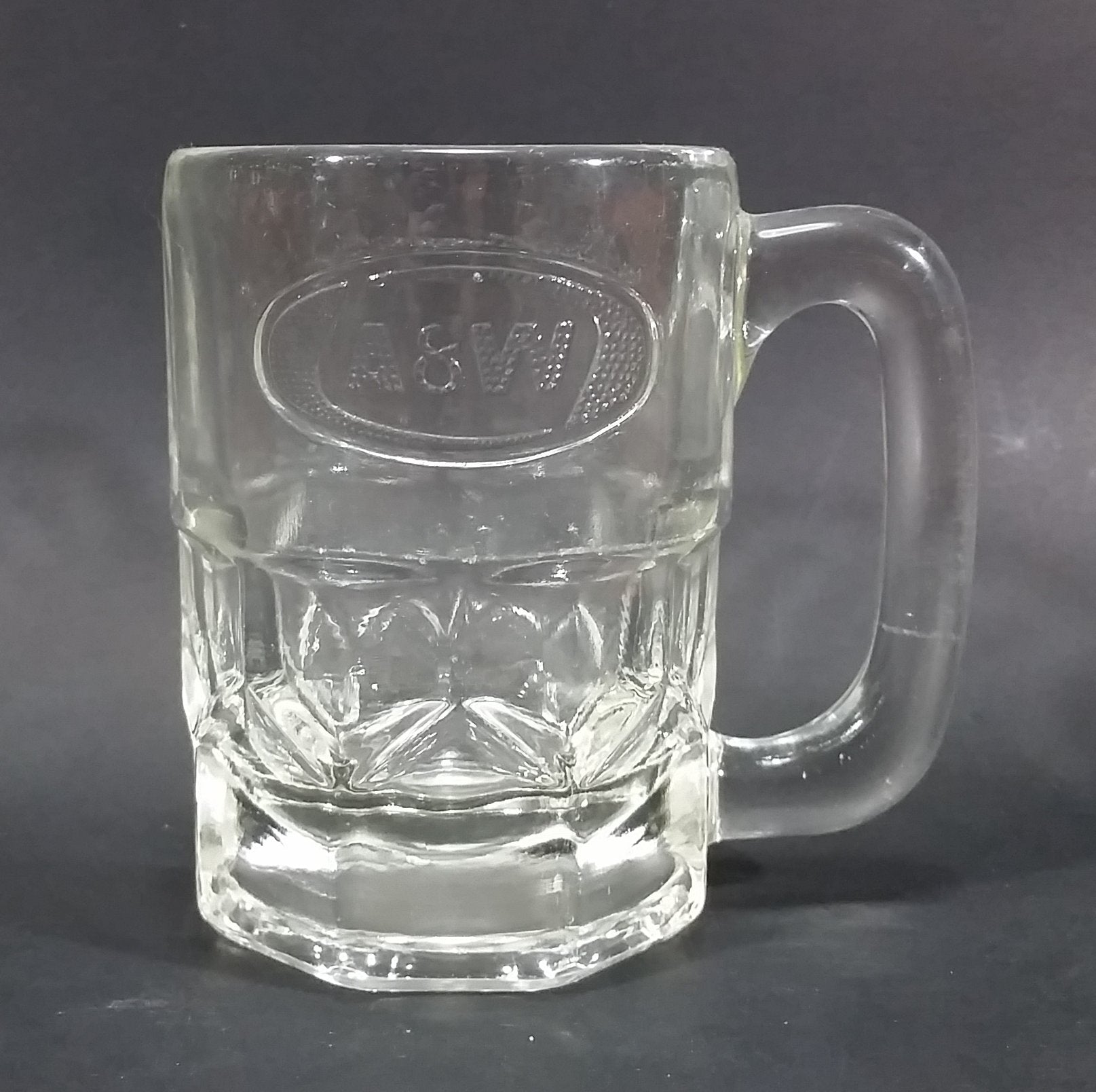 1970s-1980s A & W Allen and Wright Embossed Clear 4 1/2" Root Beer Mug