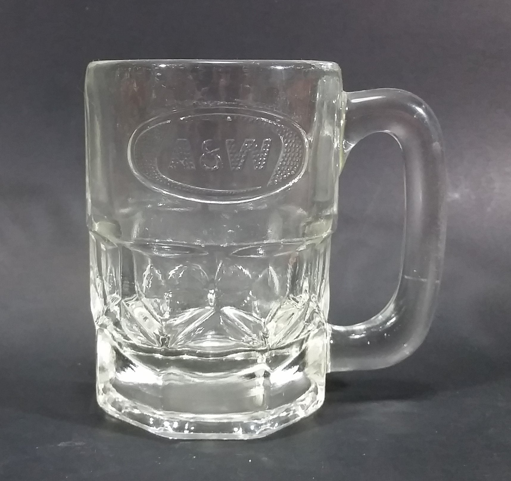 1970s-1980s A & W Allen and Wright Embossed Clear 4 1/2" Root Beer Mug 2