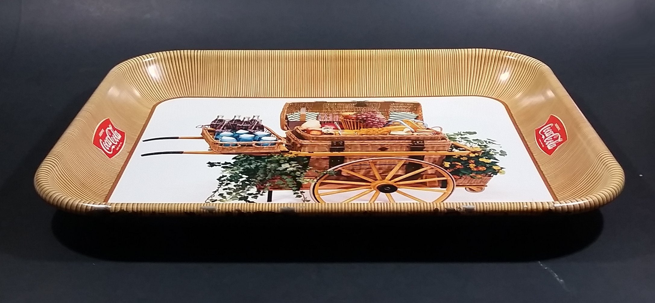 Vintage 1958 Serve Coca-Cola Coke Soda Pop Picnic Basket Food Cart Wagon Beverage Serving Tray 5