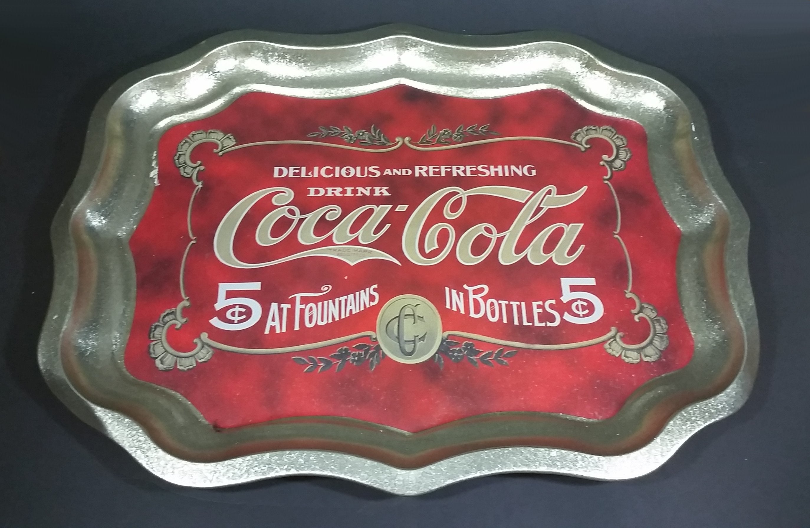 Modern Drink Coca-Cola 5¢ At Fountains In Bottle 5¢ Beverage Serving Tray