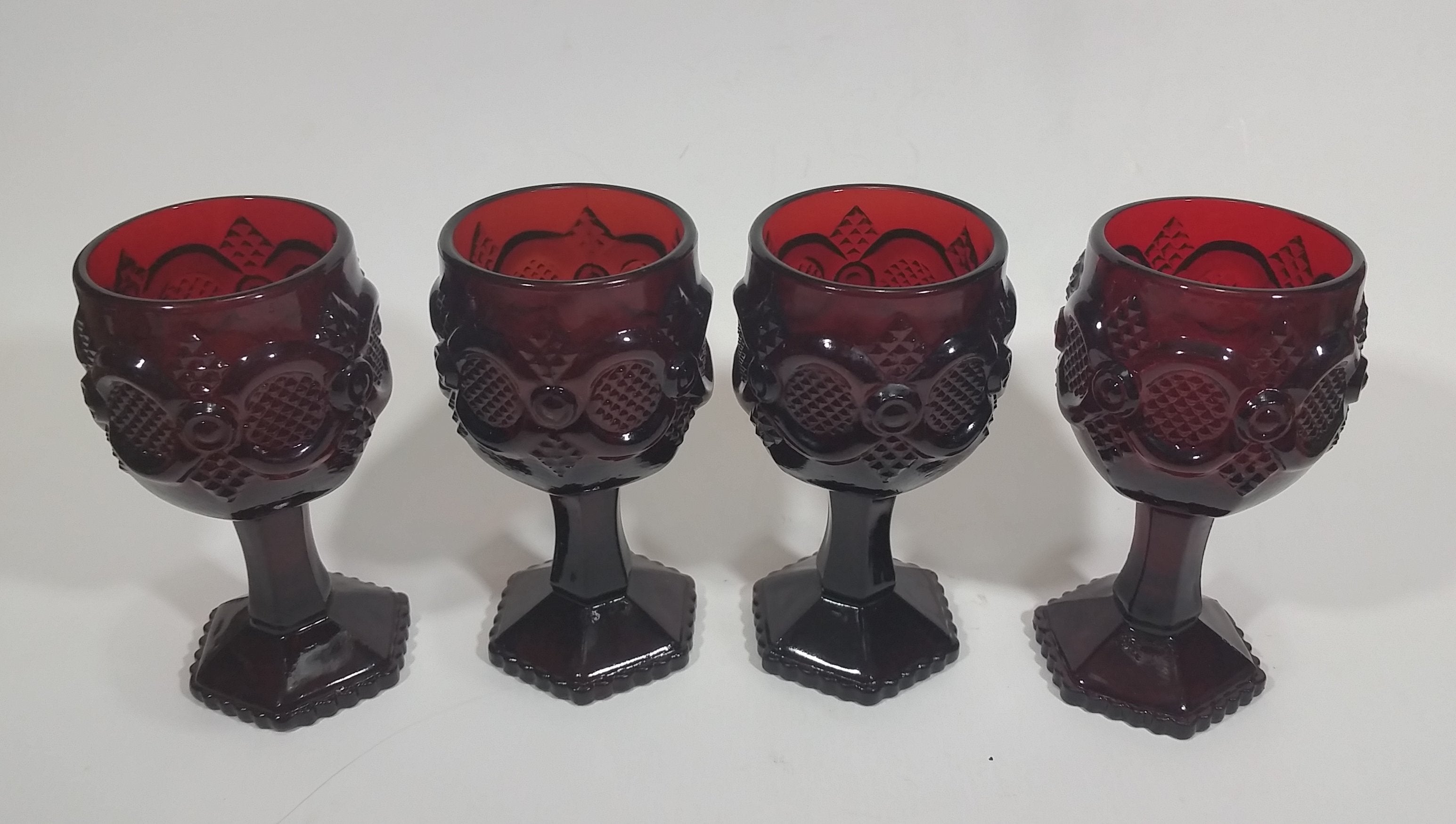 Vintage Avon Cape Cod Collection Ruby Red Water Goblets Set of 4