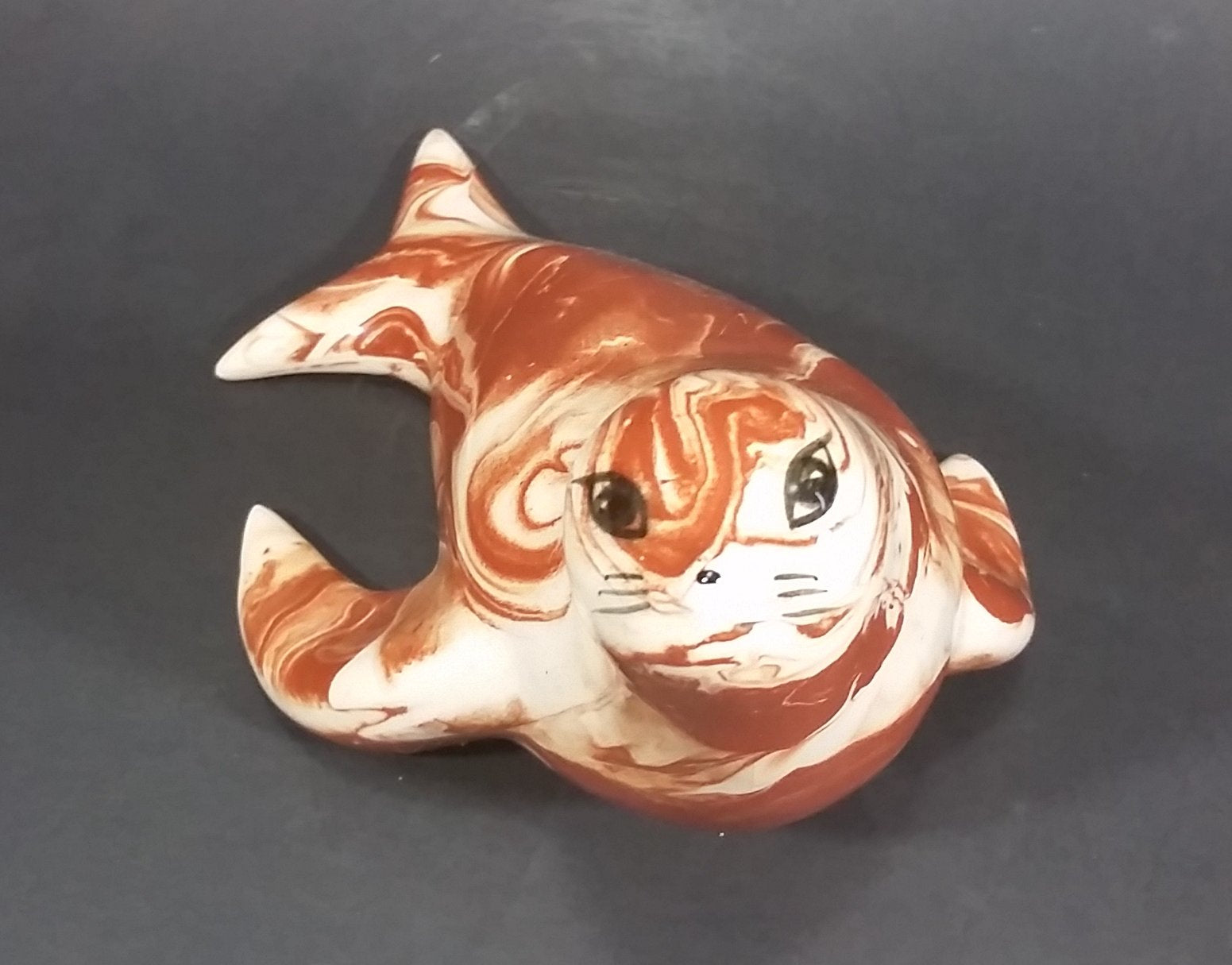 Ceramitique Alaska Clay Ceramic Brown Swirl Seal Figurine - Signed Carol 10