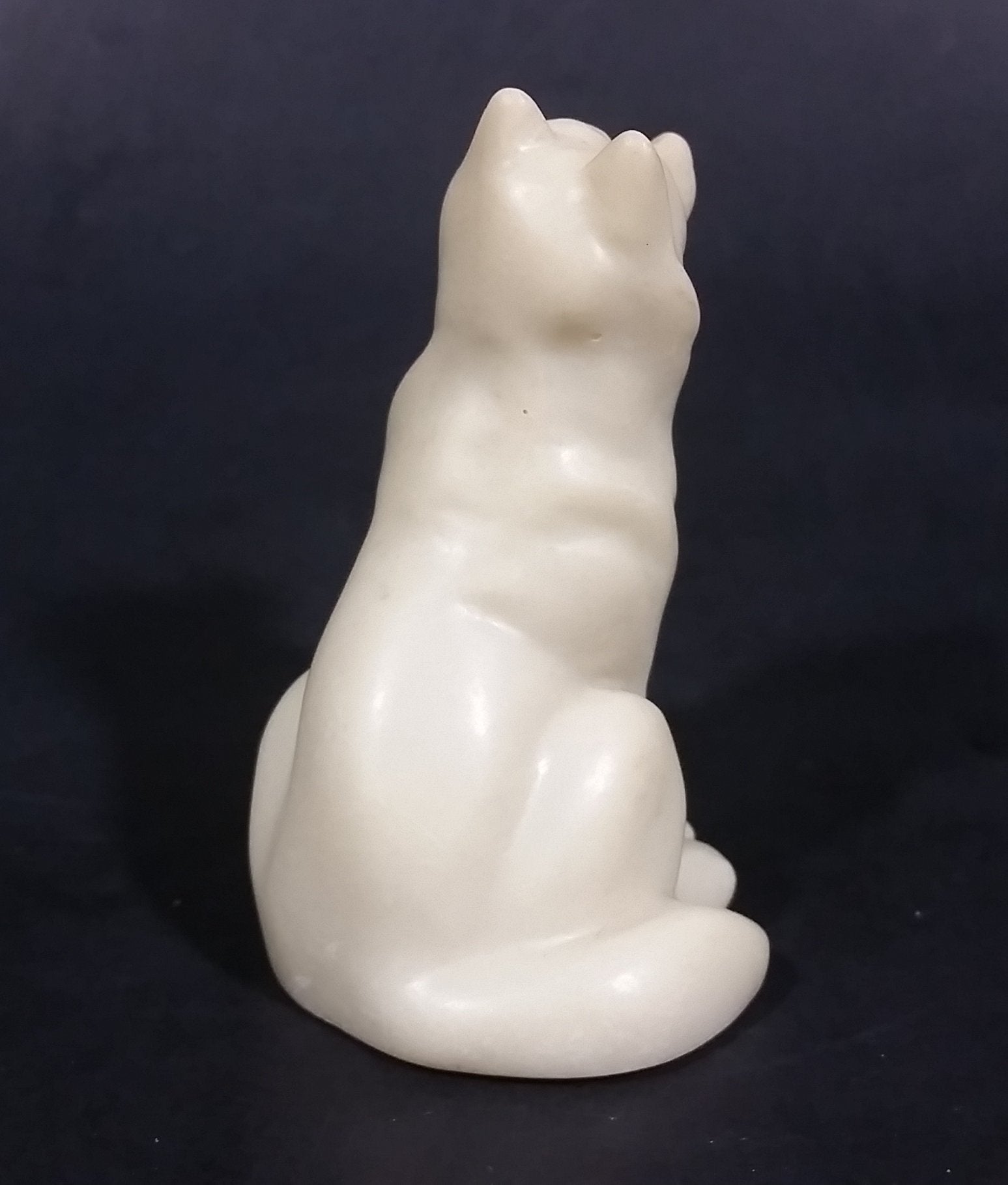 Small Marble Resin White Soapstone look Wolf Dog Sculpture Figurine 2