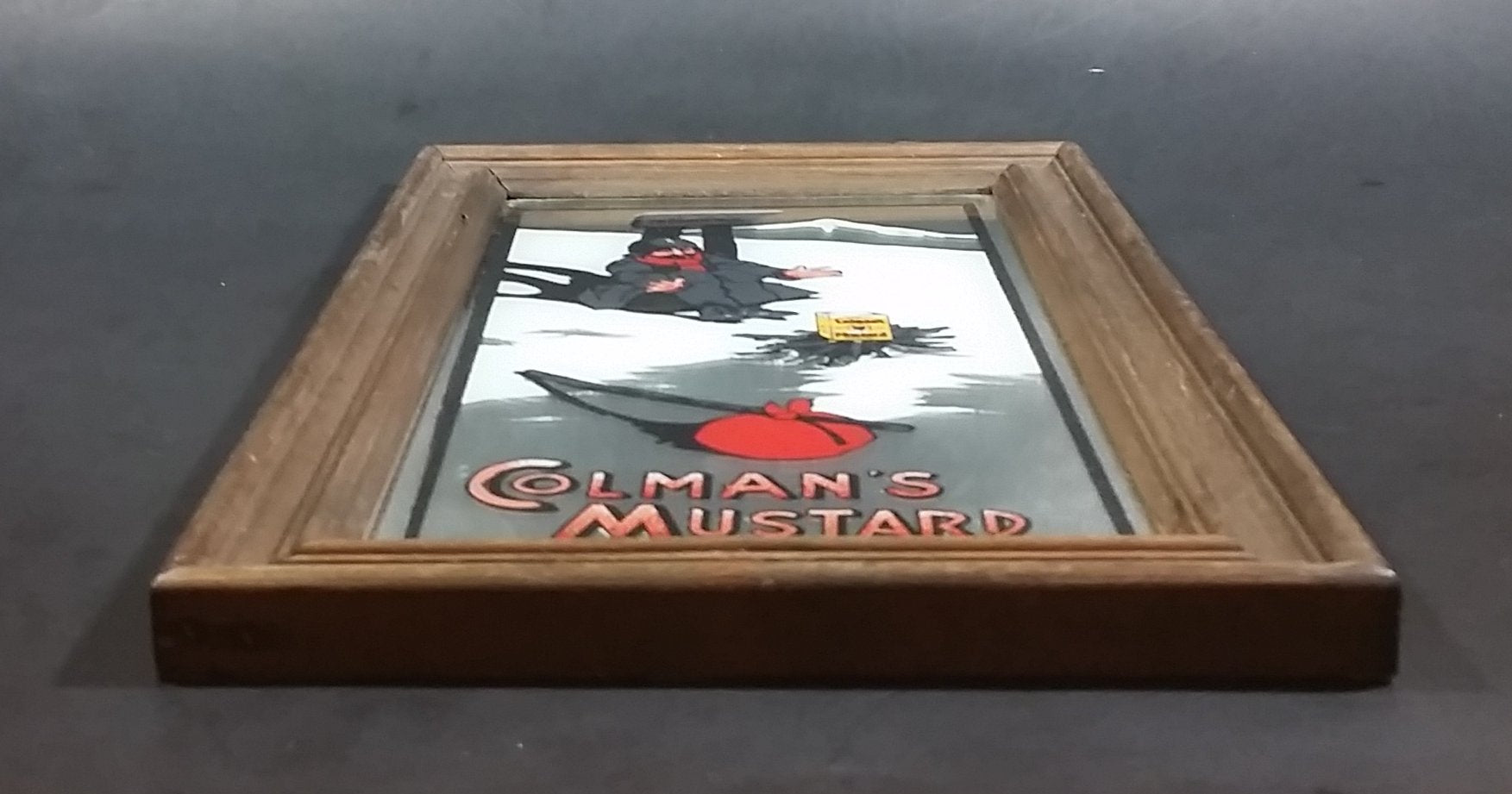 Rare Colman's "To Klondike" Mustard Wood Framed Advertising Mirror 3