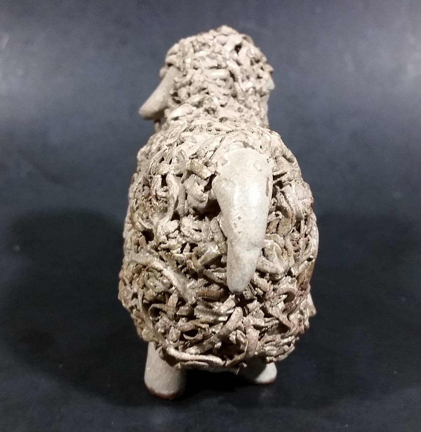 Vintage Red Clay Detailed Grey Sheep Figurine 6