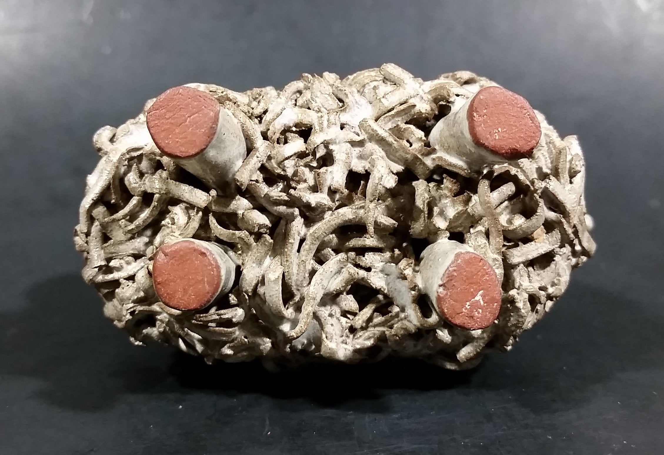 Vintage Red Clay Detailed Grey Sheep Figurine 10